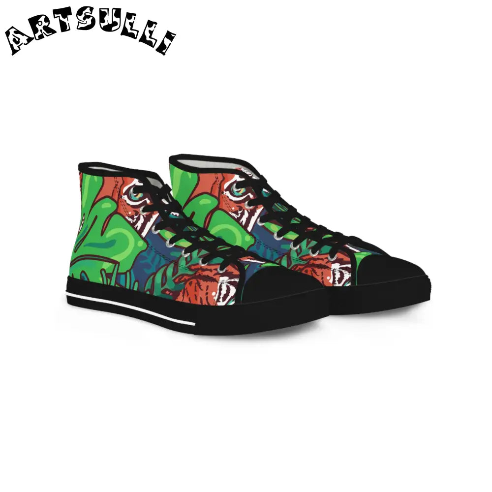 JAKKOUTTHEBXX Tropical Jungle Tigers Green and Blue Men’s High Top