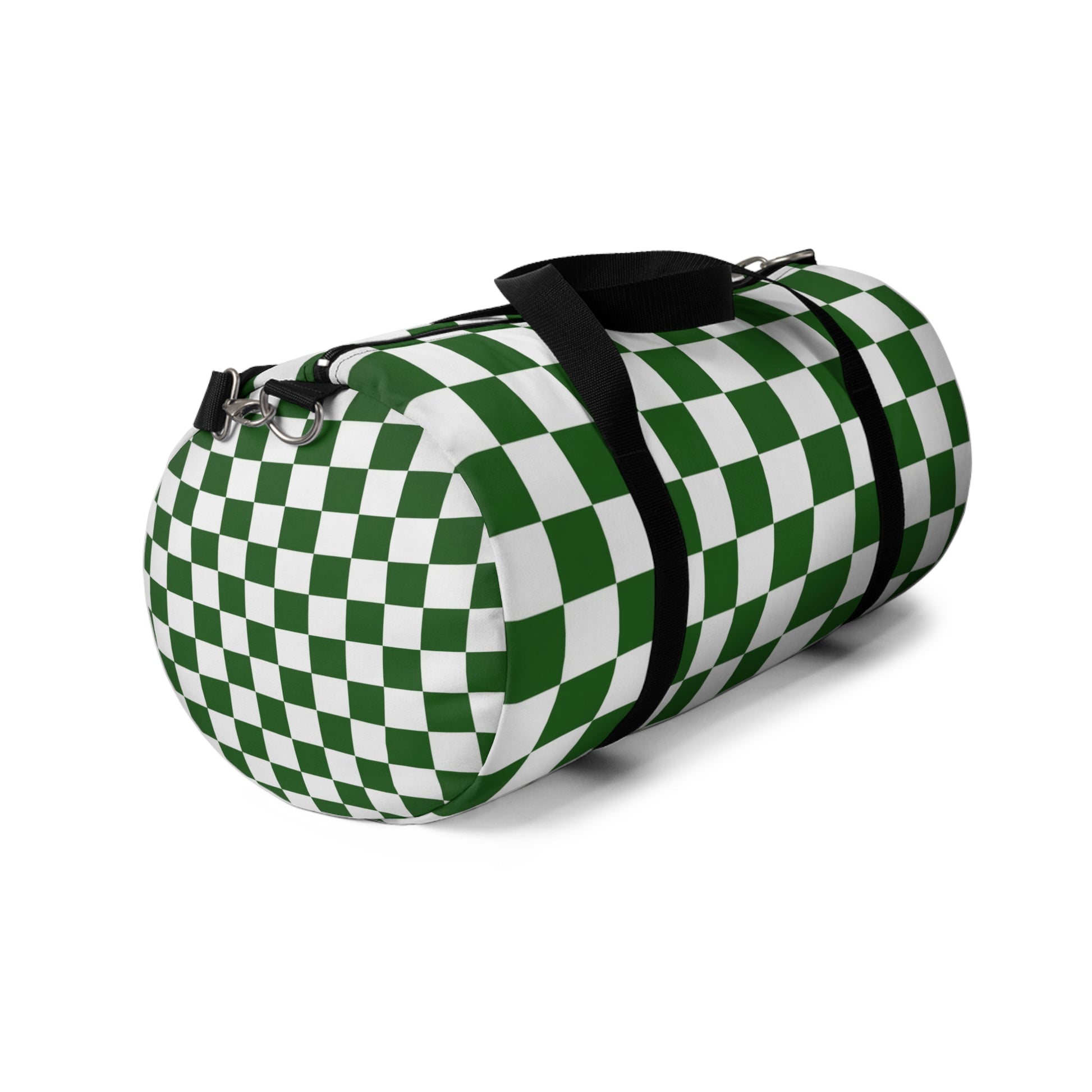 Checkerboard White and Dark Green Duffel Bag, Artsulli - Art is Long, Life is Short, Bags, , , , , , , 