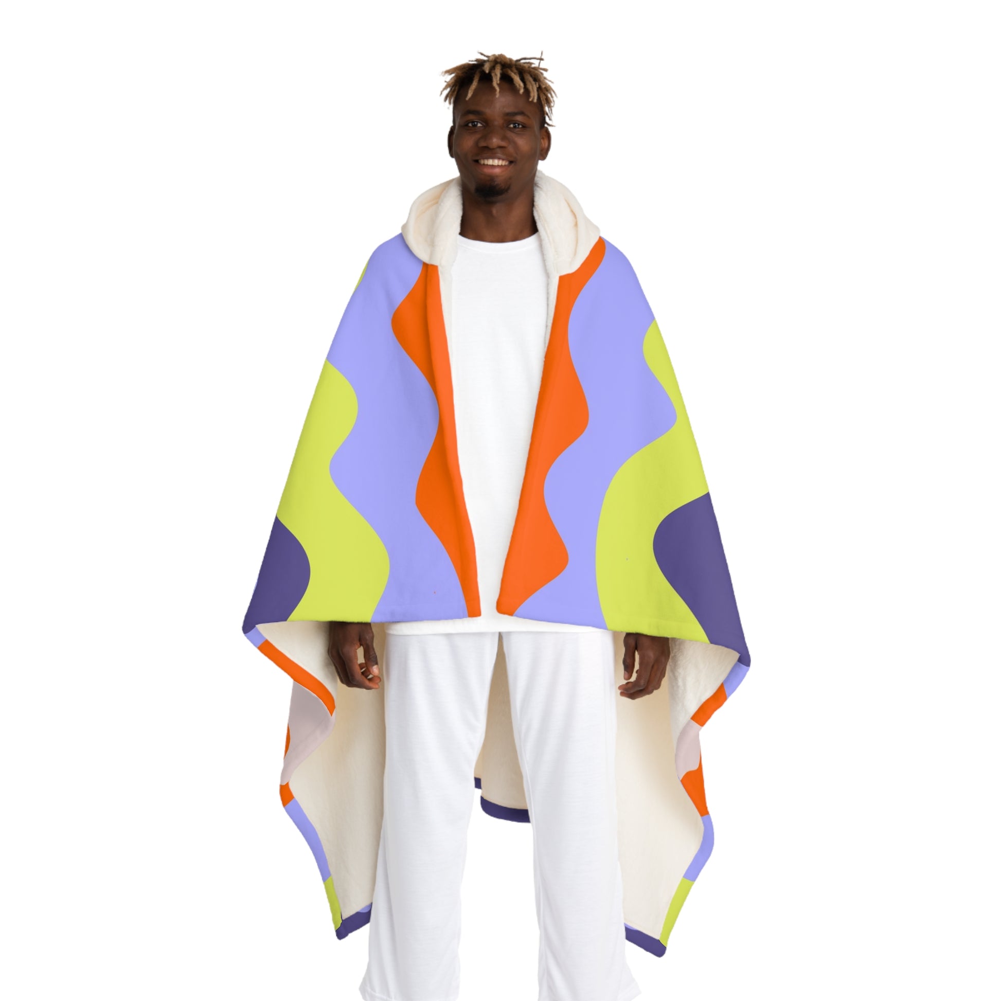 Waves II Red and Blue Hooded Sherpa Fleece Blanket, Artsulli - Art is Long, Life is Short, All Over Prints, Size, One size, Color, Cream, , , 32698542070250707083