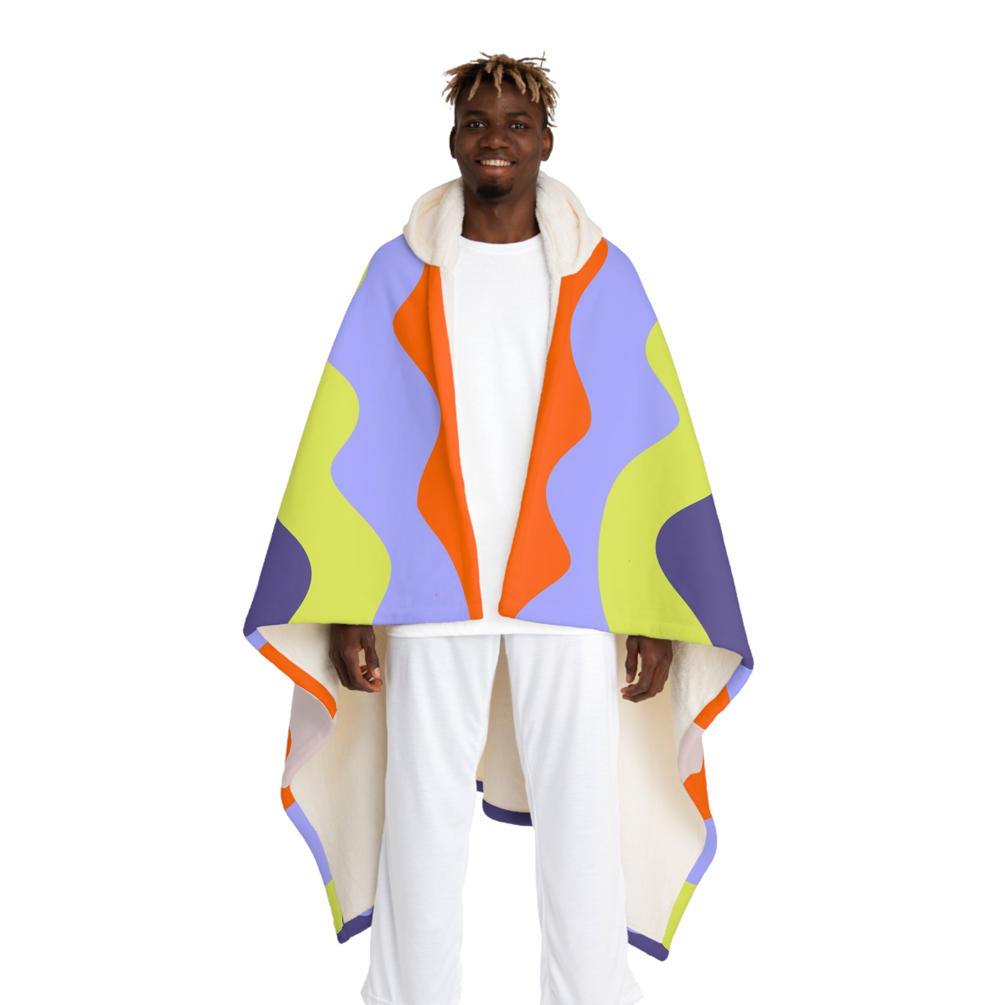 Waves II Red and Blue Hooded Sherpa Fleece Blanket, Artsulli - Art is Long, Life is Short, All Over Prints, Size, One size, Color, Cream, , , 32698542070250707083