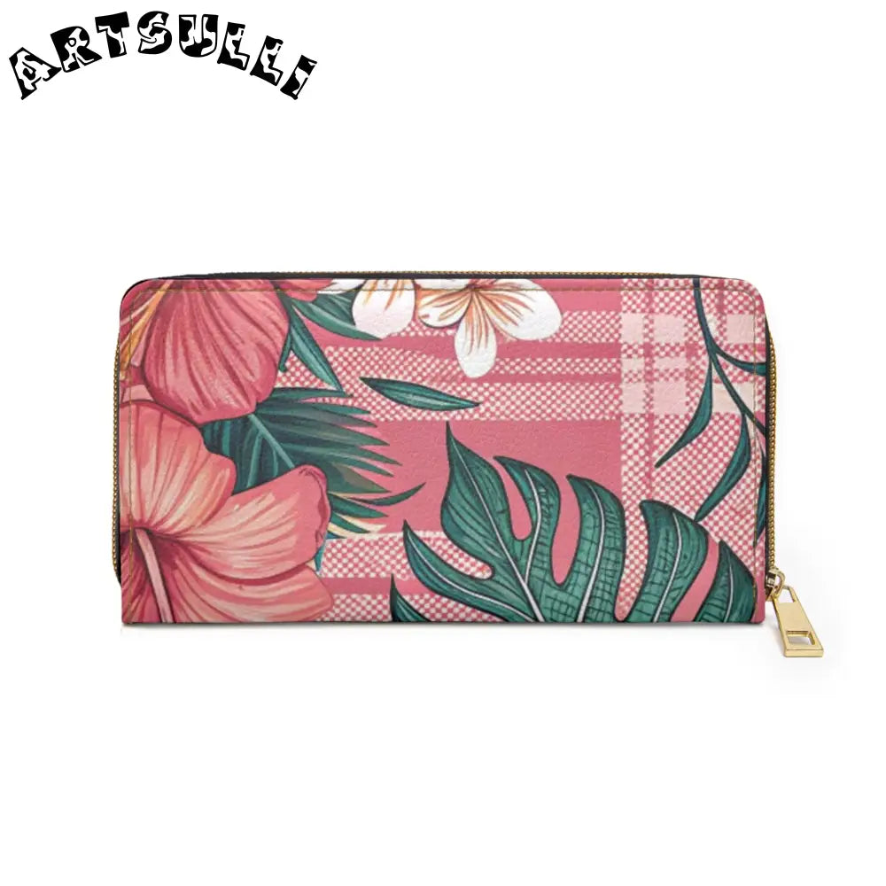 JAKKOUTTHEBXX Plaid x Floral Burgundy and Green Zipper Wallet