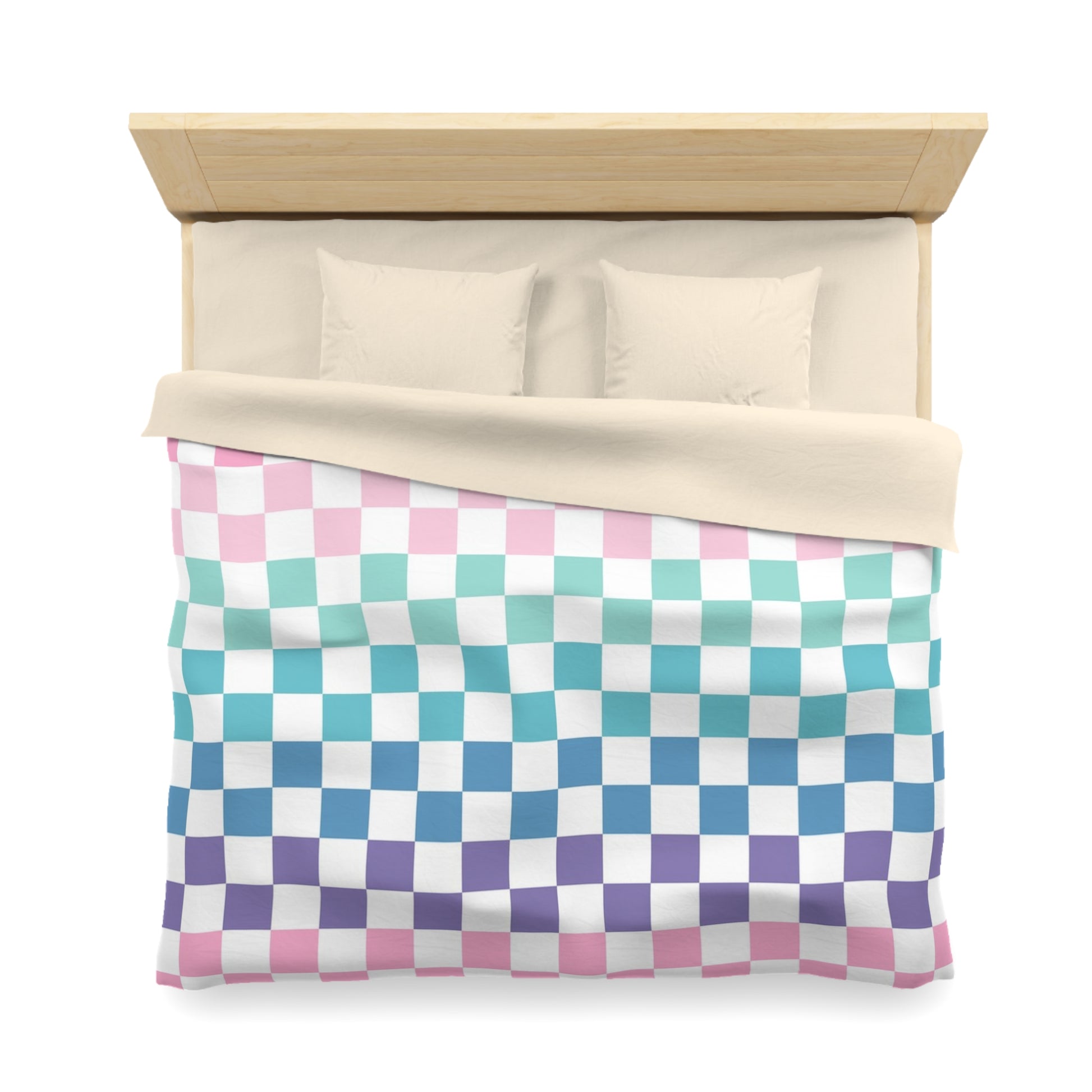Vaporwave Rainbow  Checkerboard Multi-Color Microfiber Duvet Cover, Artsulli - Art is Long, Life is Short, Home Decor, , , , , , , 