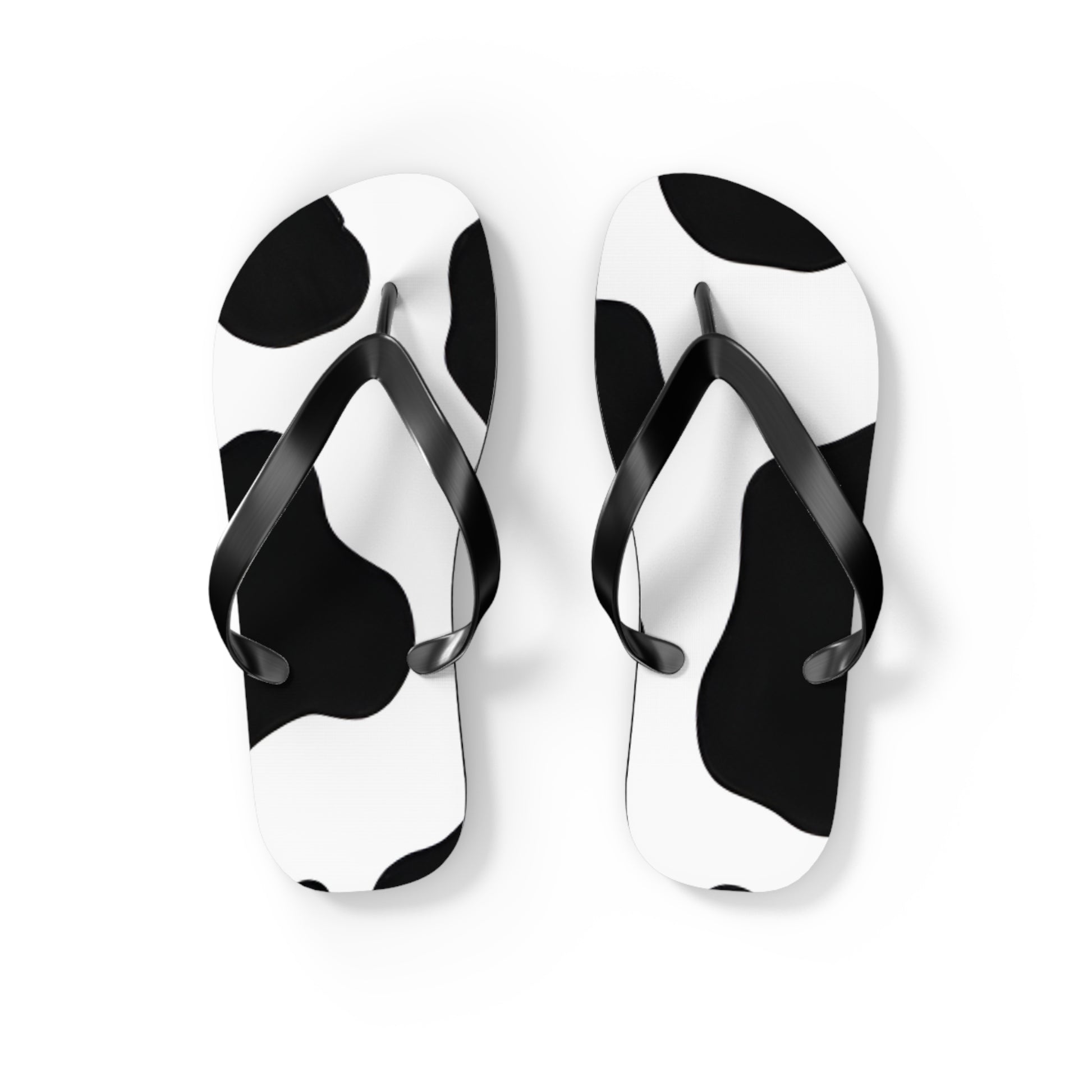 Cow Print Focus Flip Flops, Artsulli - Art is Long, Life is Short, Shoes, Size, S, Color, Black sole, , , 33540177324100