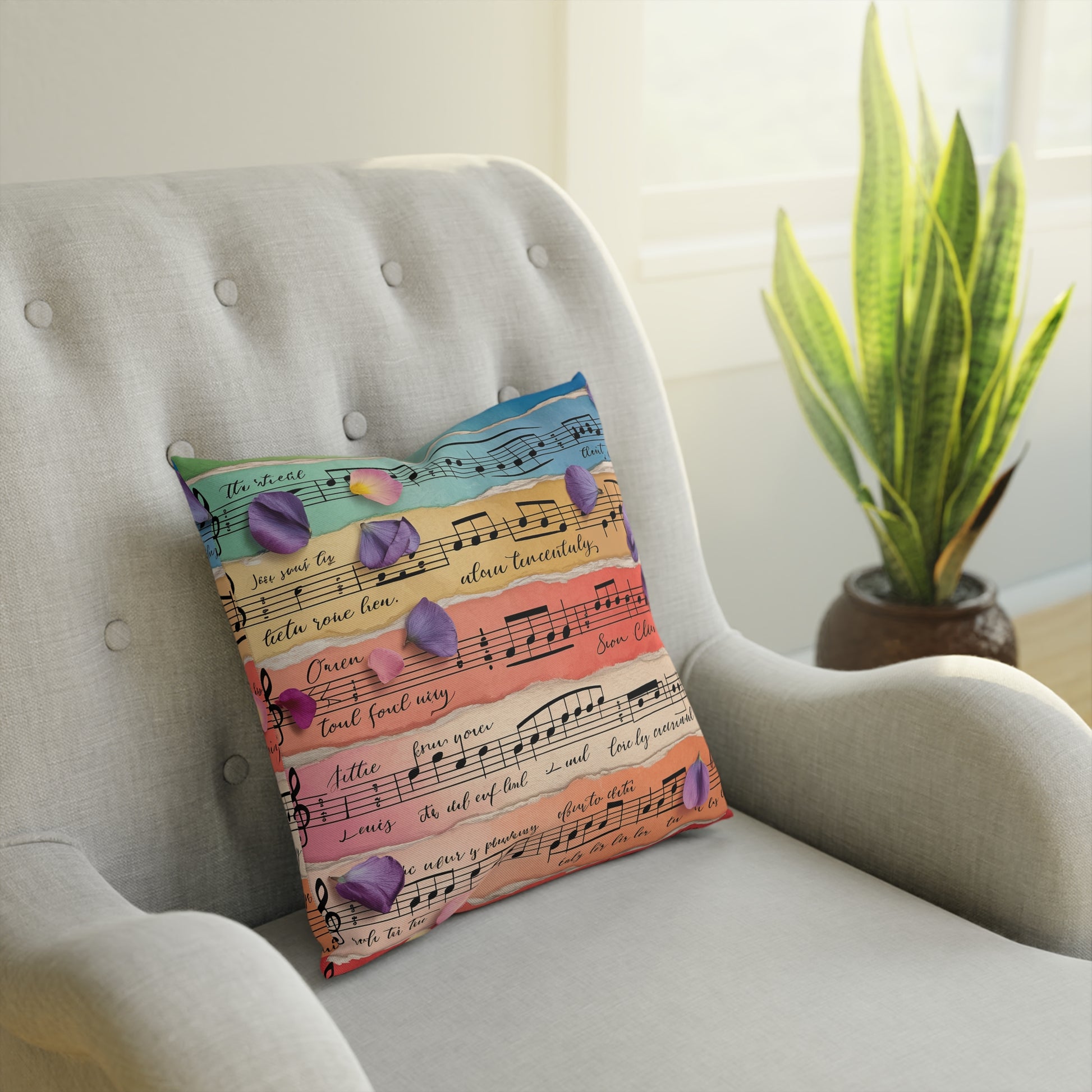 Torn Type Beat Sheet Music Multi-Color Cushion, Artsulli - Art is Long, Life is Short, Home Decor, , , , , , , 