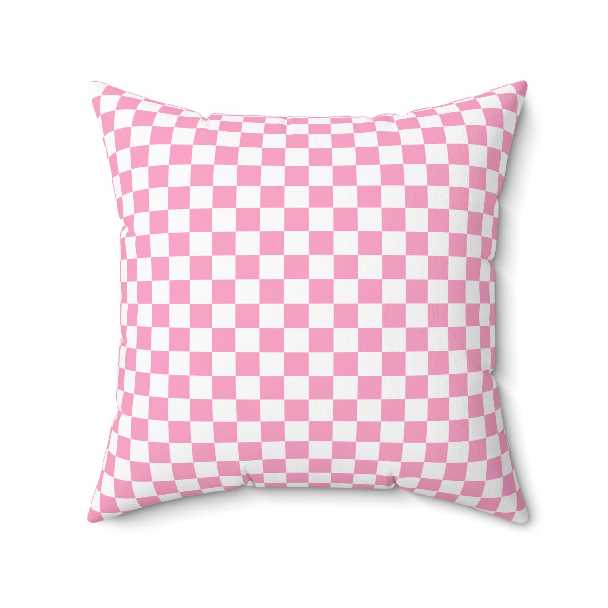 Checkerboard Hot Pink and White Spun Polyester Square Pillow, Artsulli - Art is Long, Life is Short, Home Decor, Size, 20" × 20", , , , , 22062817087442729129
