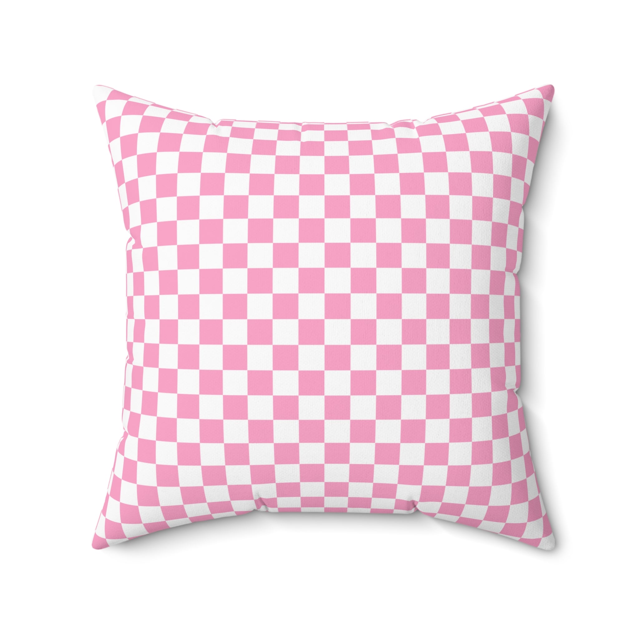 Checkerboard Hot Pink and White Spun Polyester Square Pillow, Artsulli - Art is Long, Life is Short, Home Decor, Size, 20" × 20", , , , , 22062817087442729129