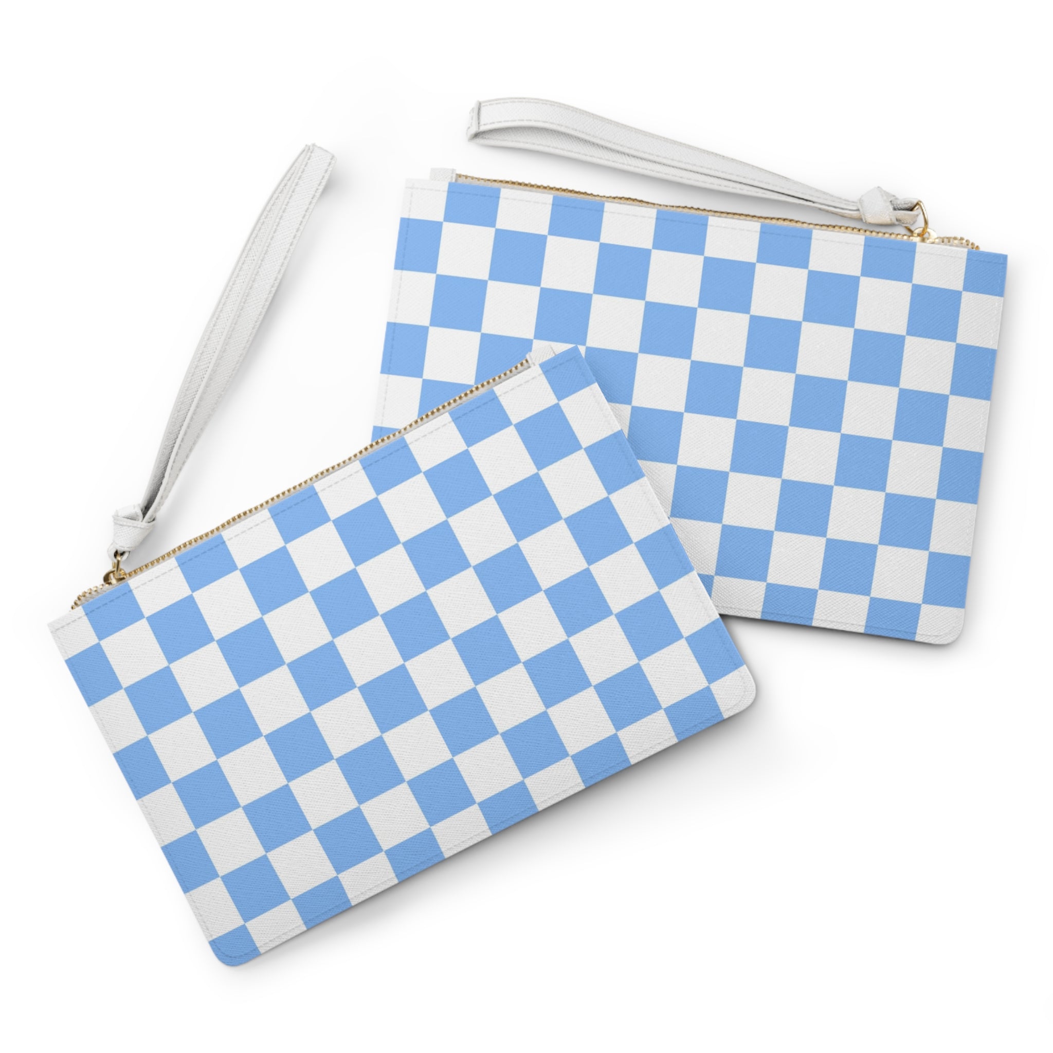 Checkerboard White and Light Blue Clutch Bag, Artsulli - Art is Long, Life is Short, Bags, , , , , , , 