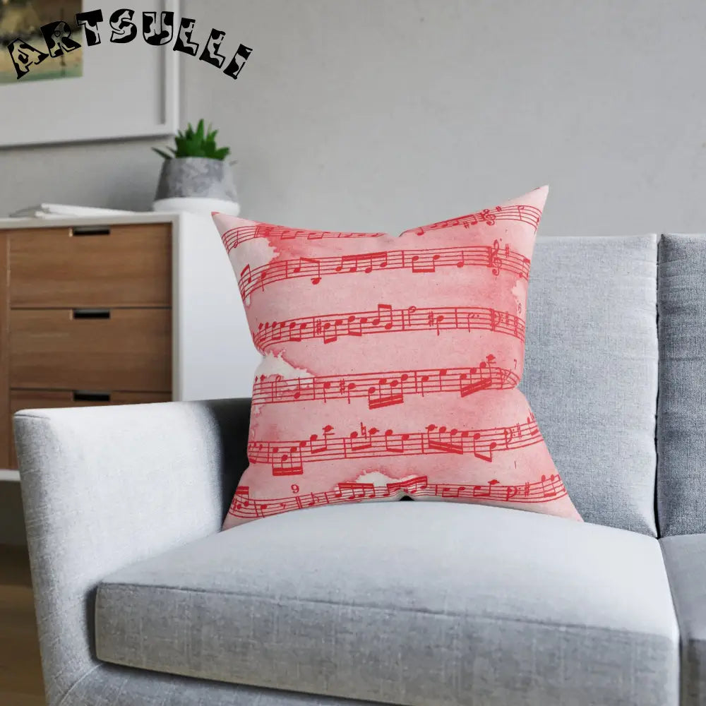 JAKKOUTTHEBXX Pink Musical Notes Square Pillow 2025