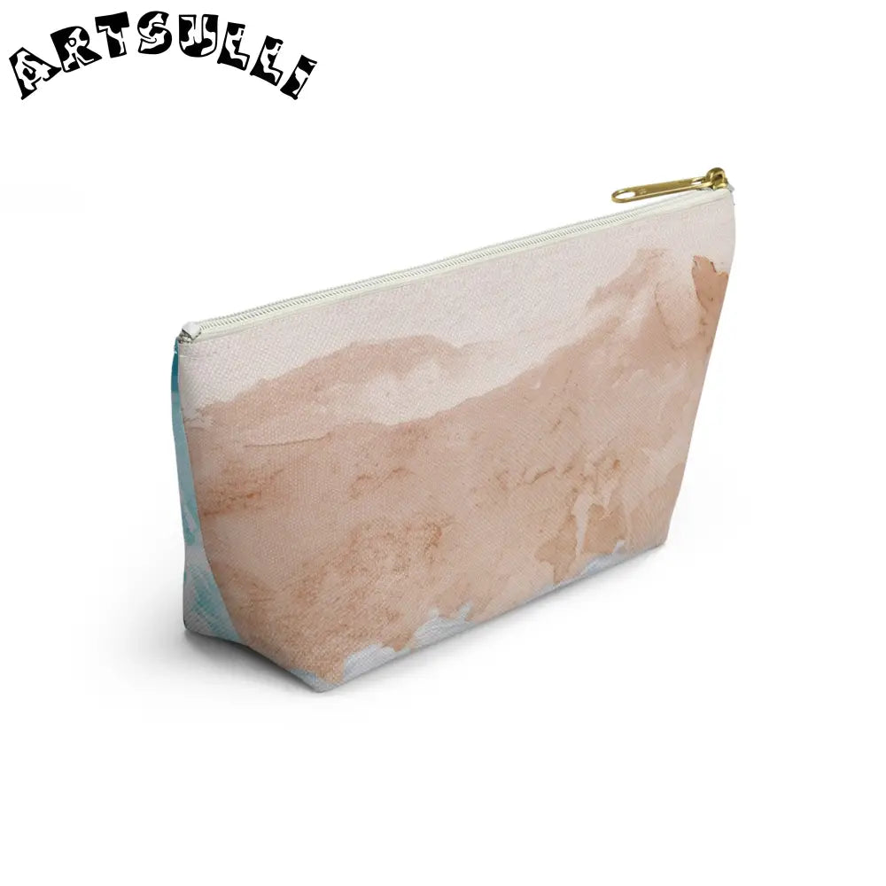 JAKKOUTTHEBXX Teal and White Abstract T-Bottom Pouch JAKKOUTTHEBXX