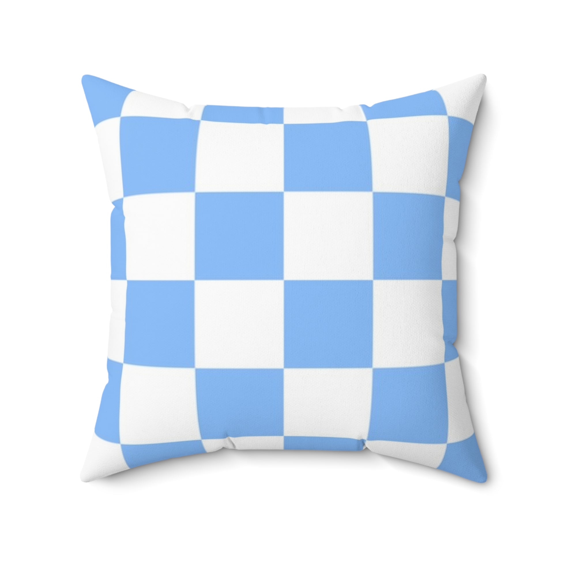 Checkerboard White and Light Blue Spun Polyester Square Pillow, Artsulli - Art is Long, Life is Short, Home Decor, , , , , , , 