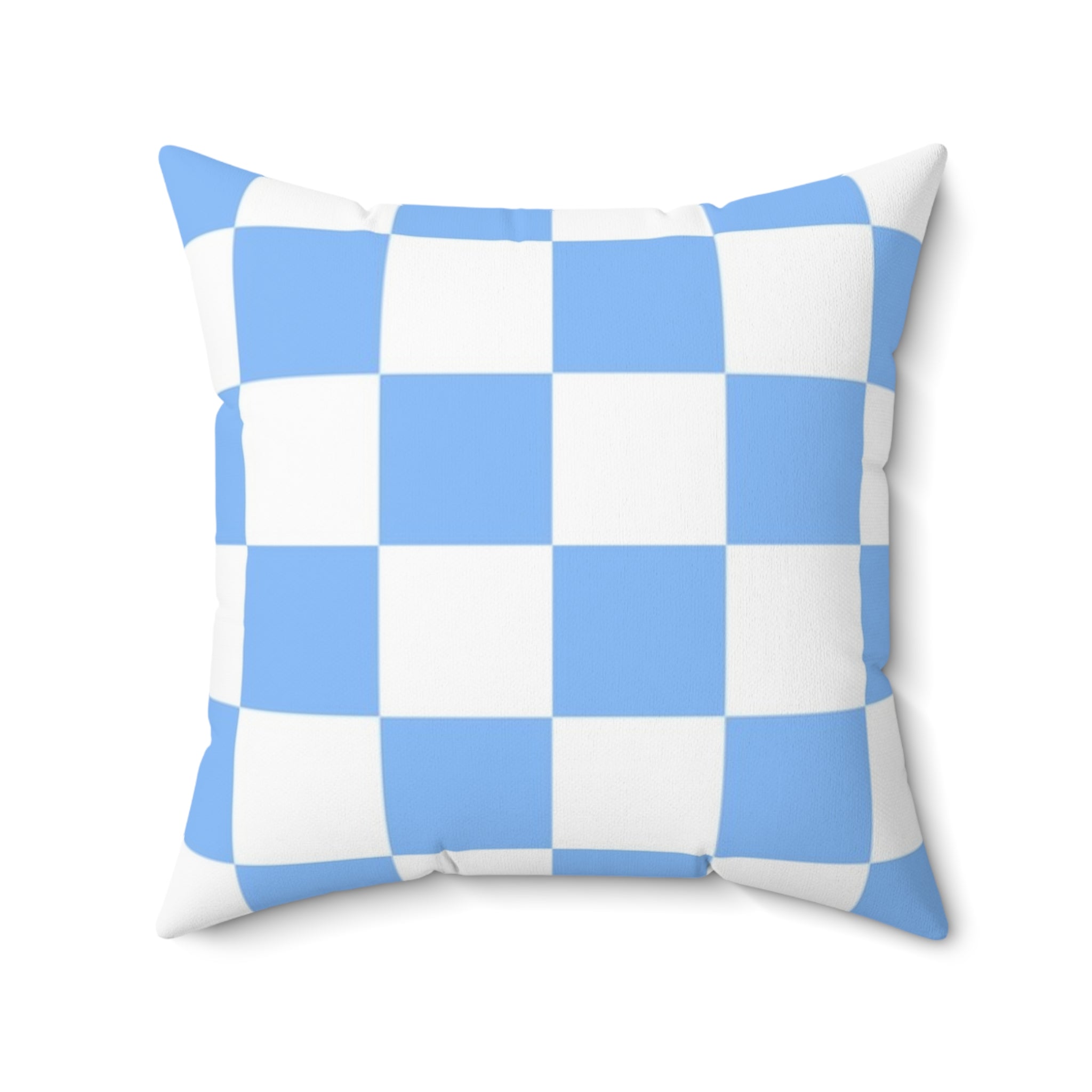 Checkerboard White and Light Blue Spun Polyester Square Pillow, Artsulli - Art is Long, Life is Short, Home Decor, , , , , , , 
