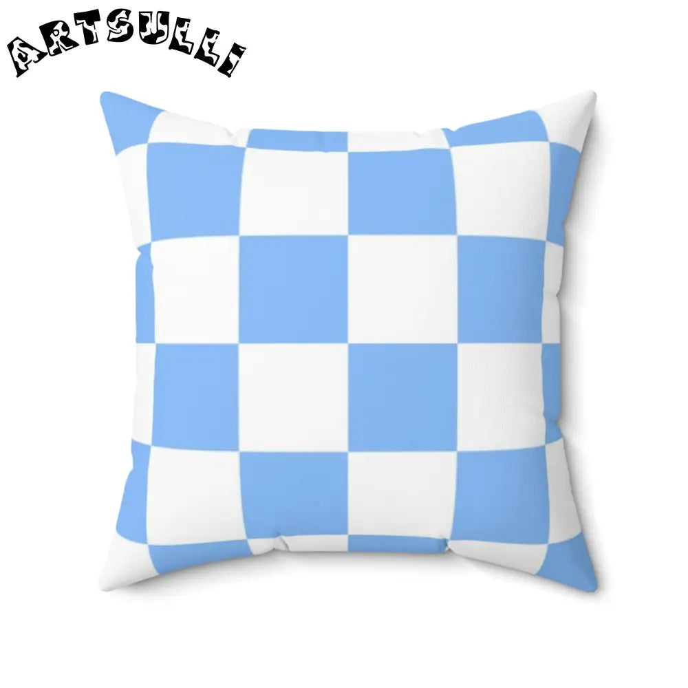 JAKKOUTTHEBXX Checkerboard White and Light Blue Spun Polyester