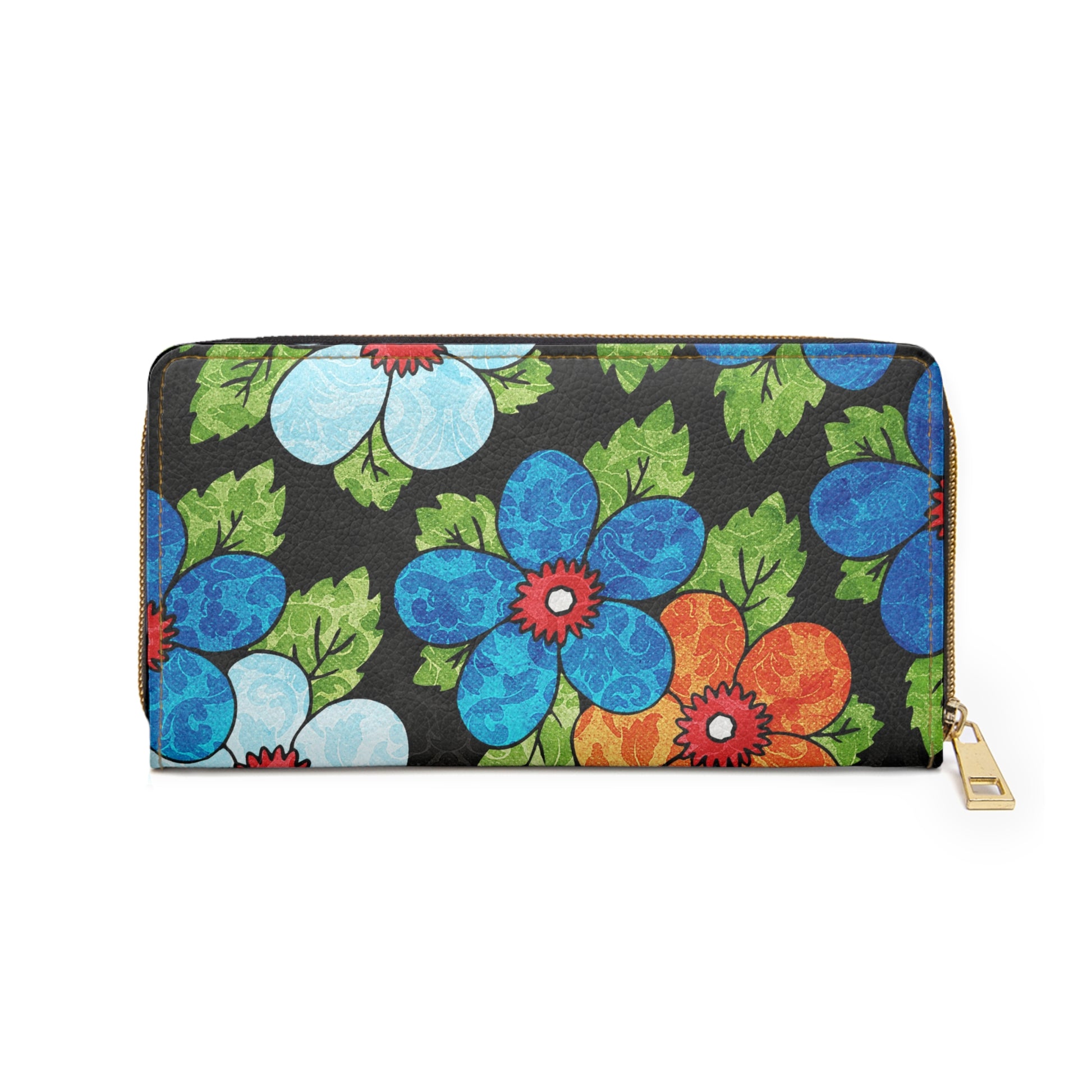 Groovy Black Floral Kl II Zipper Wallet, Artsulli - Art is Long, Life is Short, Accessories, , , , , , , 