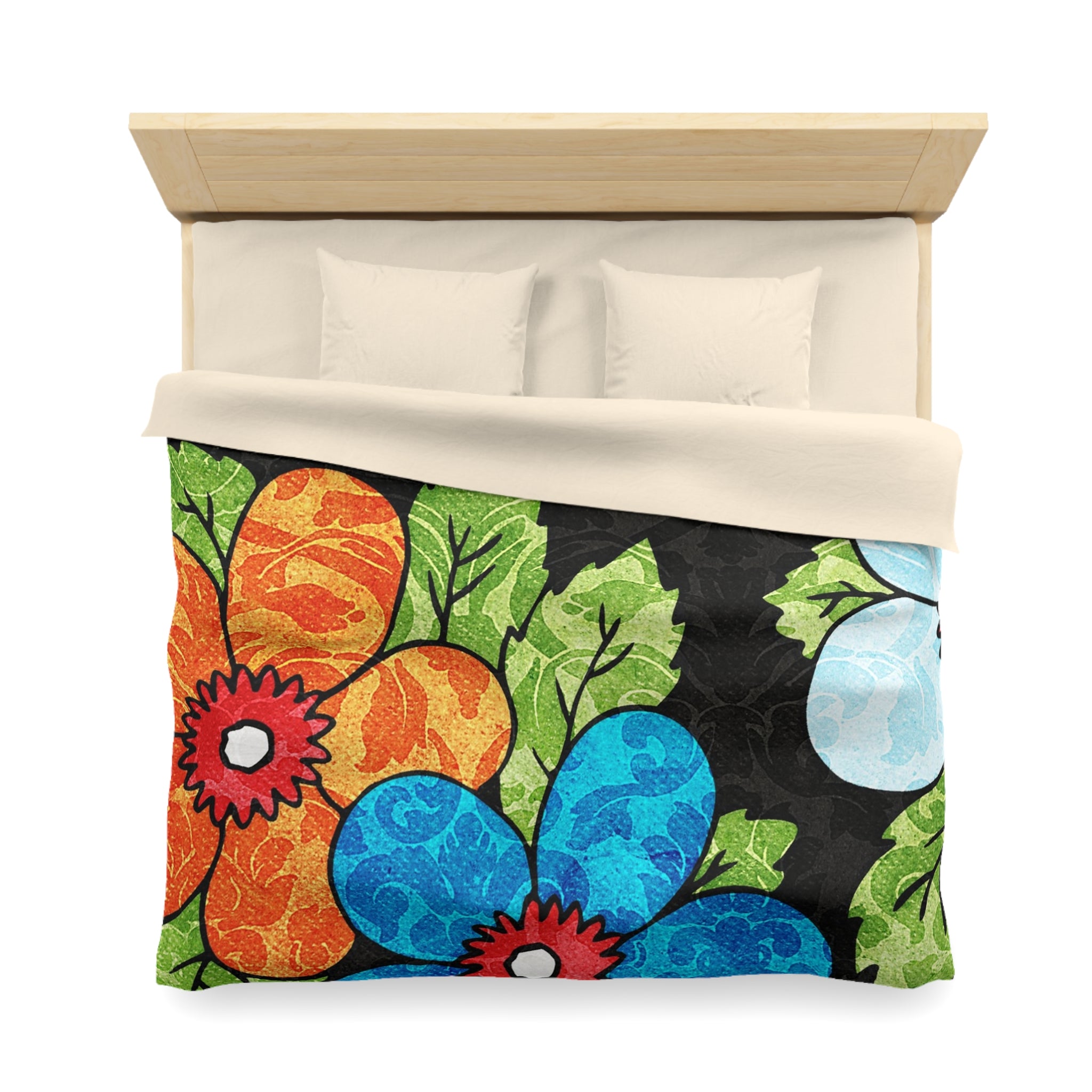Groovy Black Floral Kl Microfiber Duvet Cover, Artsulli - Art is Long, Life is Short, Home Decor, , , , , , , 