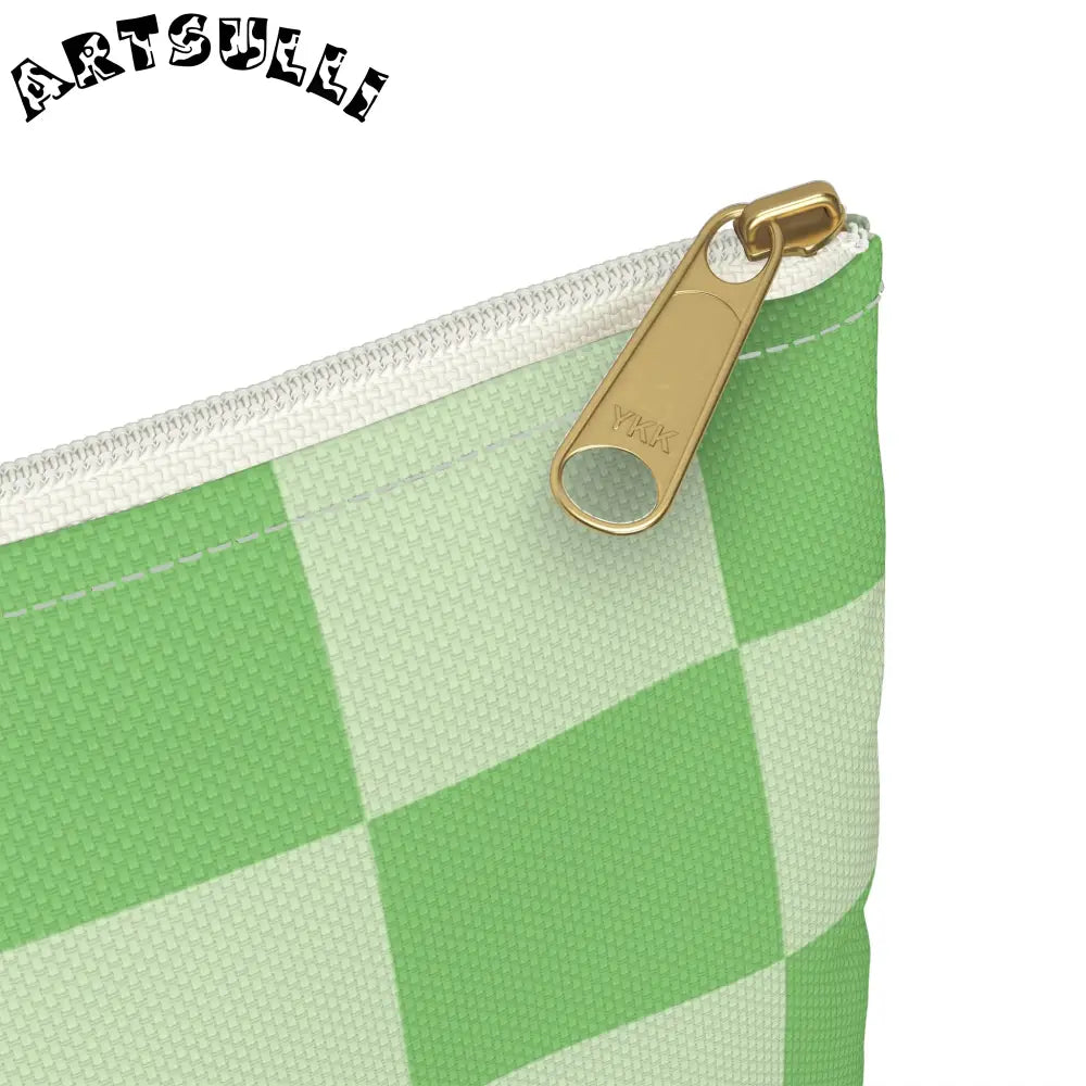 JAKKOUTTHEBXX Checkerboard Green Accessory Pouch JAKKOUTTHEBXX