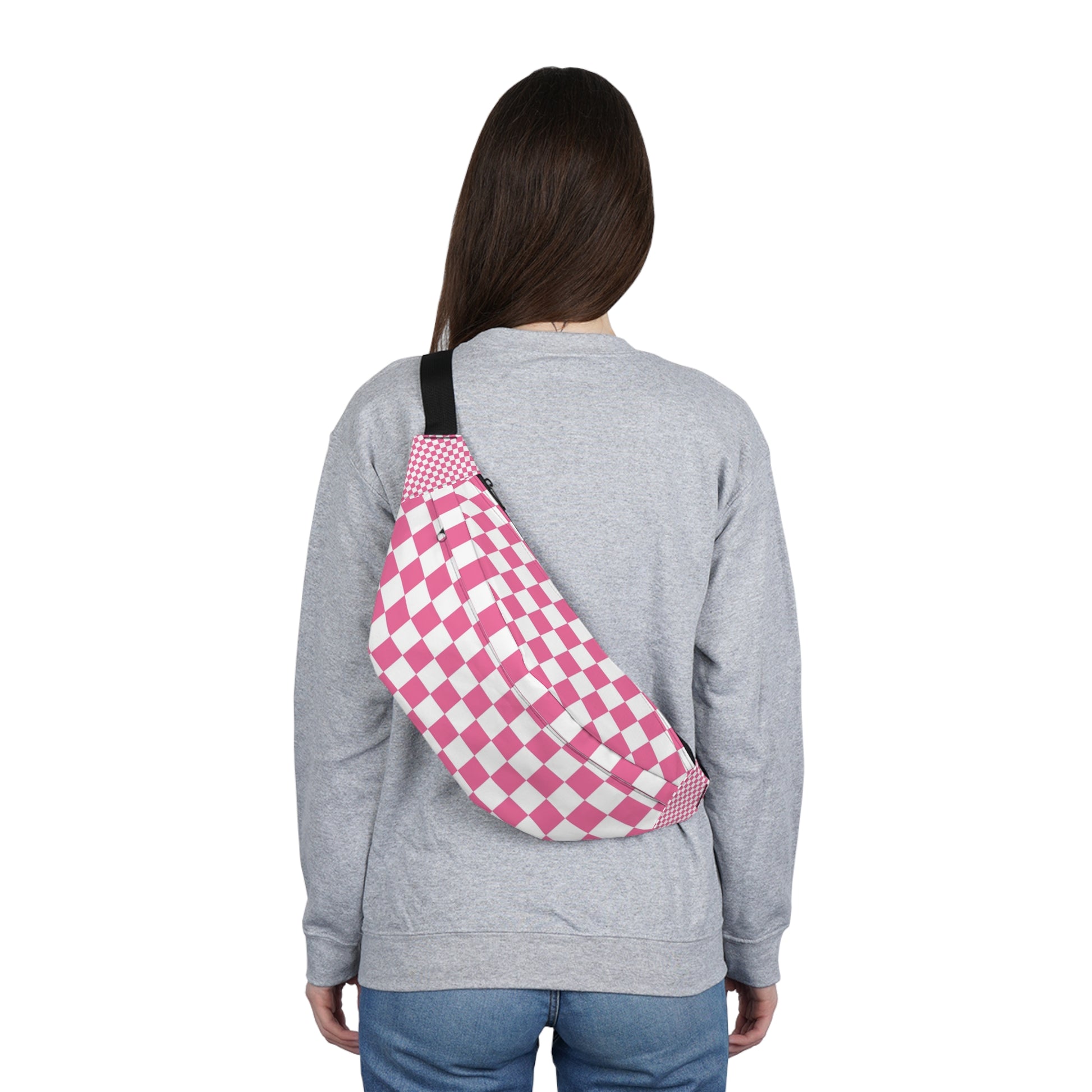 Yuyushiki Pink Check Large Fanny Pack, Artsulli - Art is Long, Life is Short, Bags, , , , , , , 