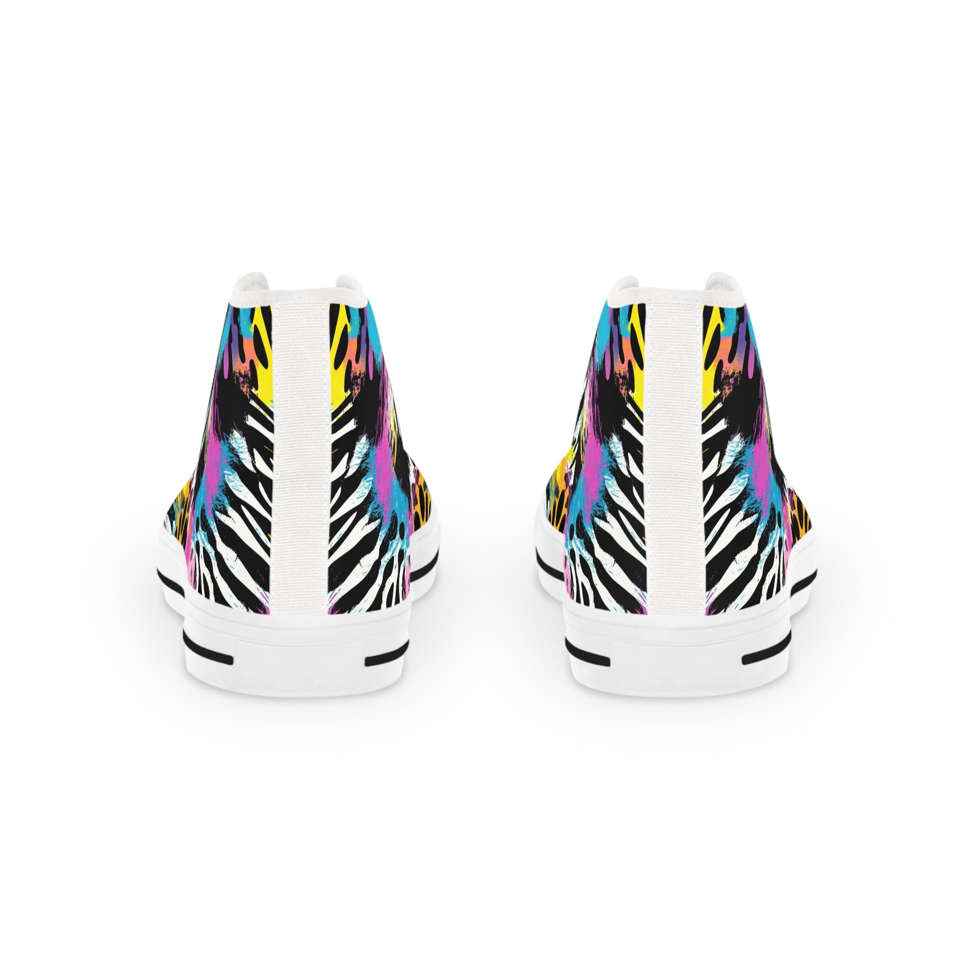 Zebra Stripes x Leopard Print x Paint Splatter Multi-Color Men's High Top Sneakers, Artsulli - Art is Long, Life is Short, Shoes, , , , , , , 