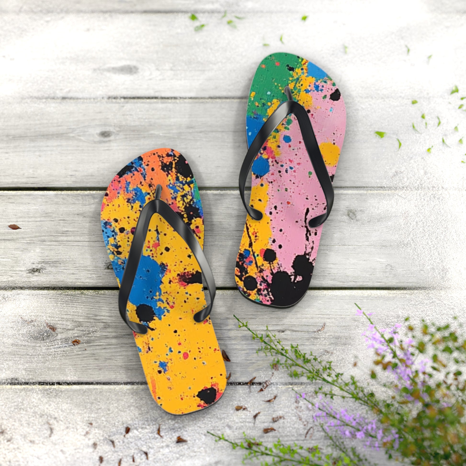 The Colors Of Paint Splatter Flip Flops, Artsulli - Art is Long, Life is Short, Shoes, , , , , , , 