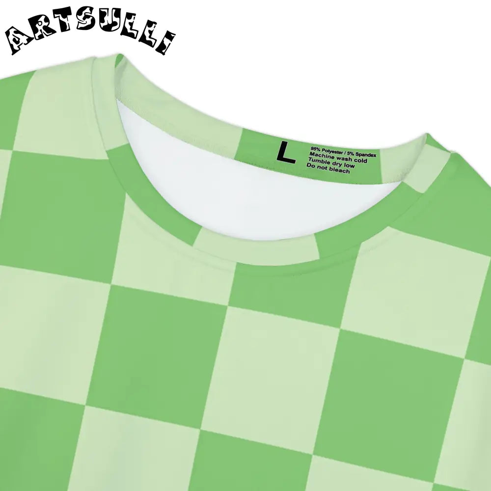 JAKKOUTTHEBXX Checkerboard Green Women’s Short Sleeve Shirt (AOP)