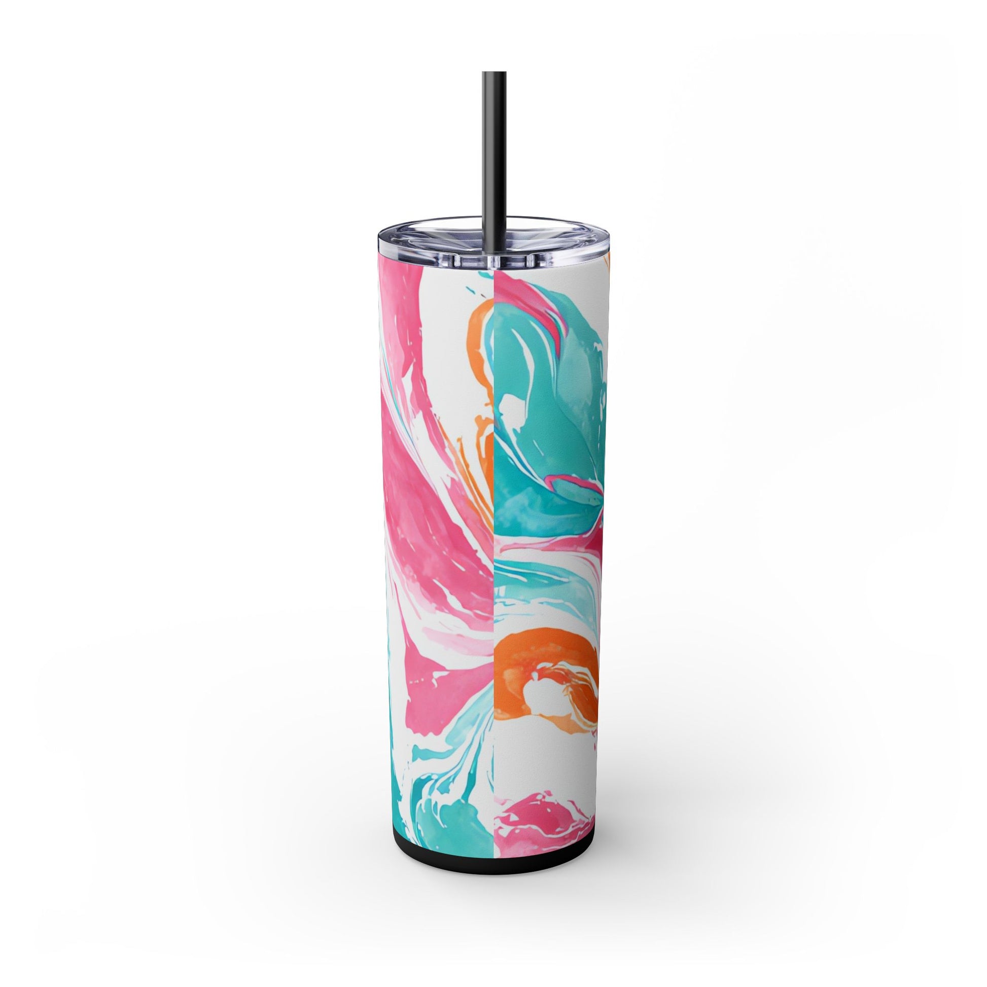 Liquid Pastel Spill Multi-Color Skinny Tumbler with Straw, 20oz, Artsulli - Art is Long, Life is Short, Mug, , , , , , , 
