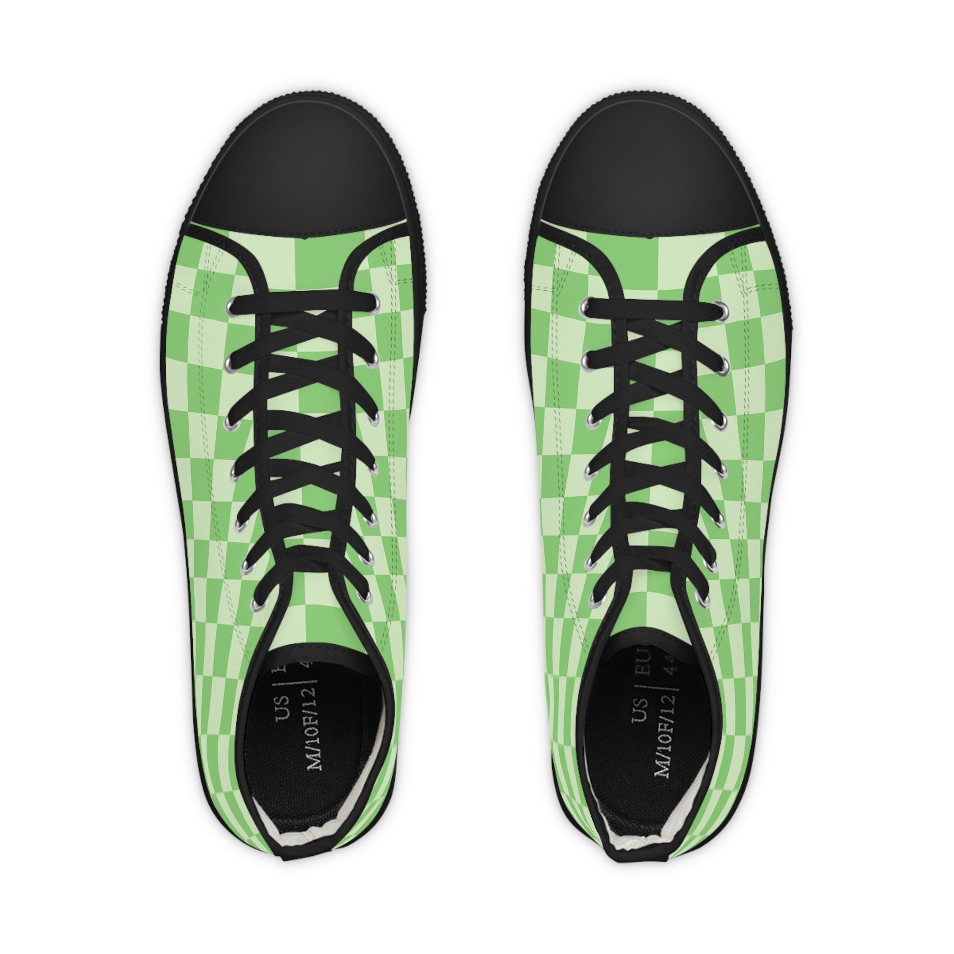 Checkerboard Green Men's High Top Sneakers, Artsulli - Art is Long, Life is Short, Shoes, , , , , , , 