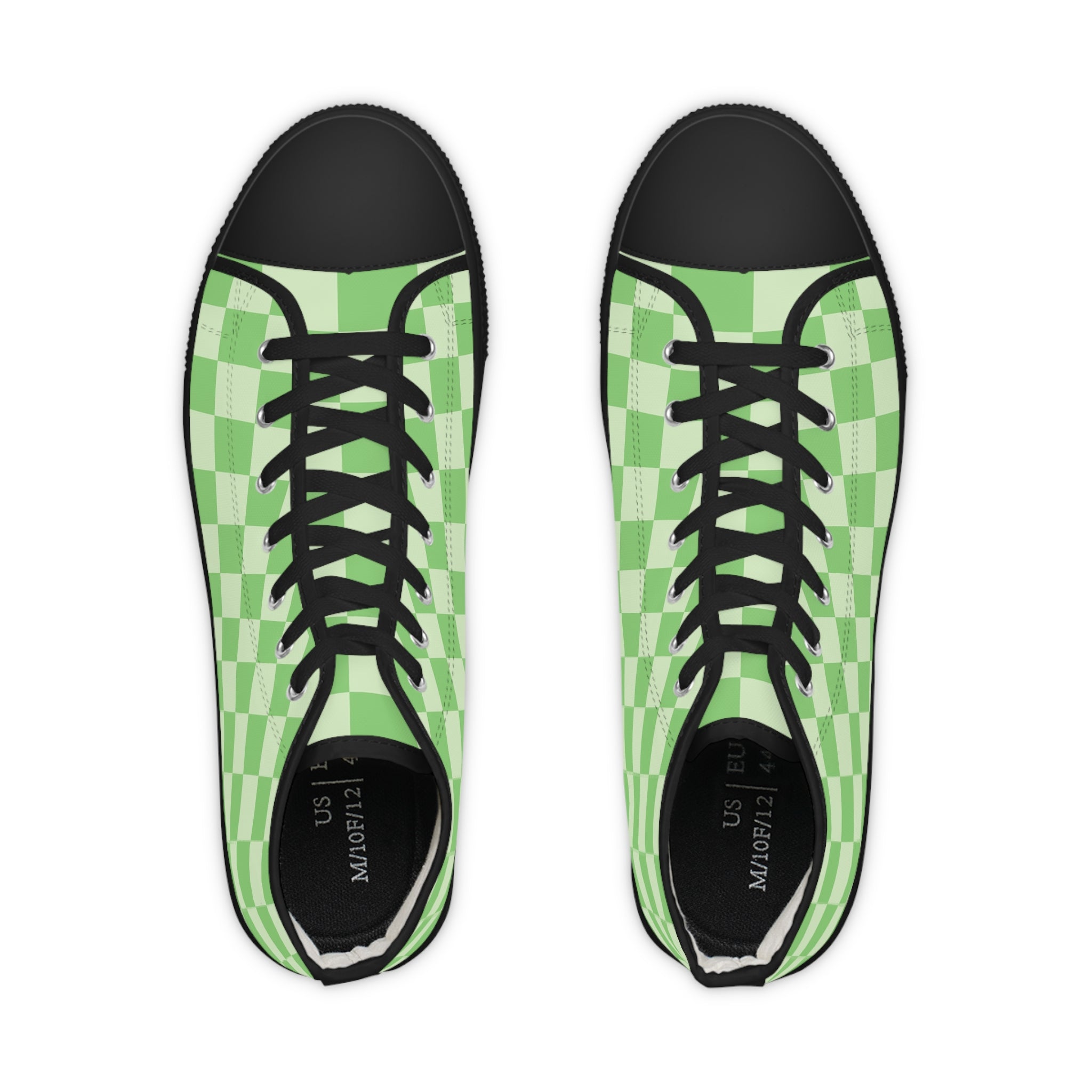 Checkerboard Green Men's High Top Sneakers, Artsulli - Art is Long, Life is Short, Shoes, , , , , , , 
