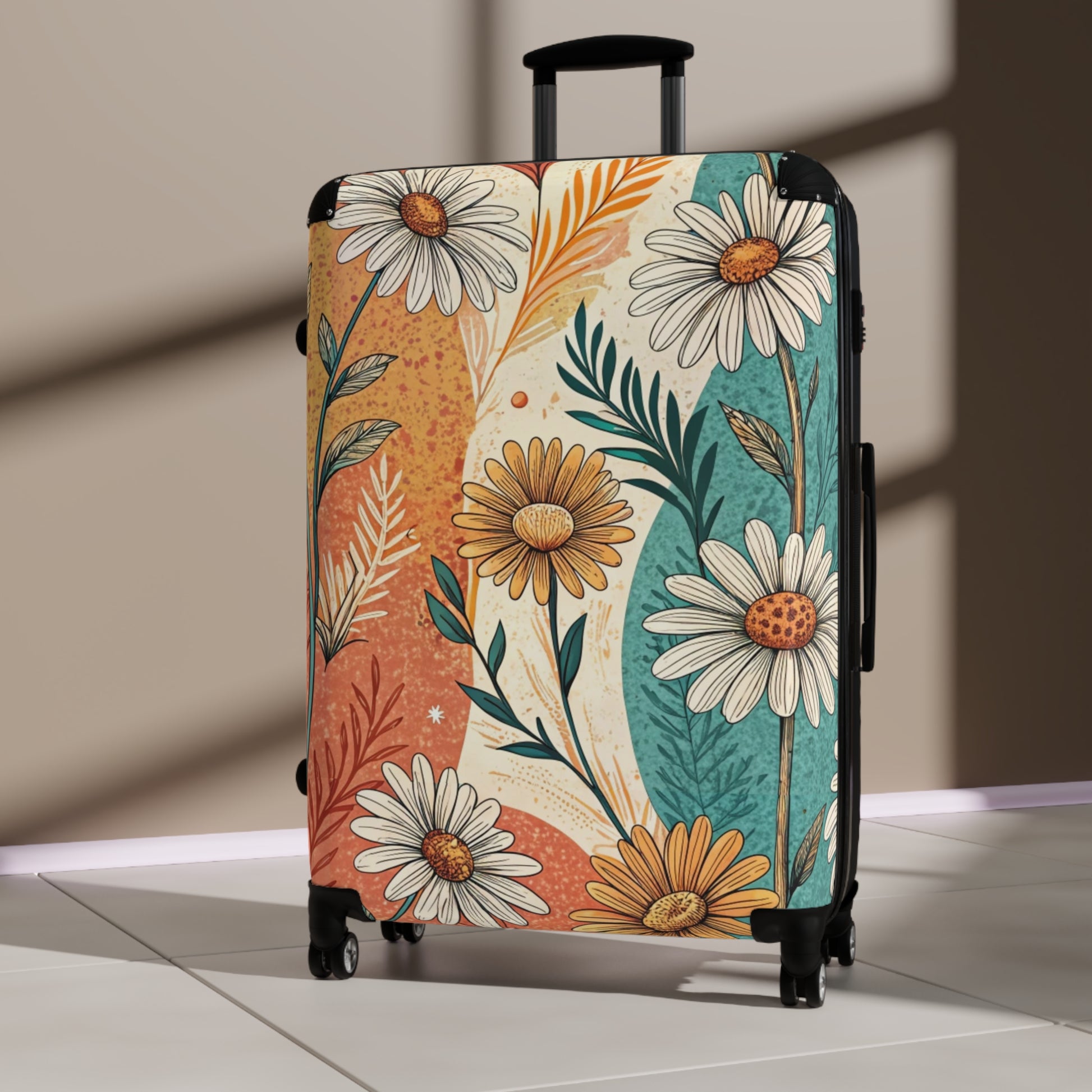 Retro Daisy Dream Suitcase, Artsulli - Art is Long, Life is Short, Bags, , , , , , , 