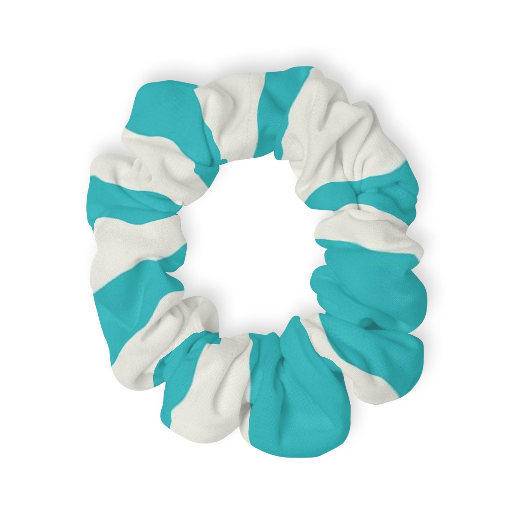 Melting Zebra Stripes Turquoise and White Scrunchie, Artsulli - Art is Long, Life is Short, Accessories, Size, 4'' × 4'', , , , , 73302013205092