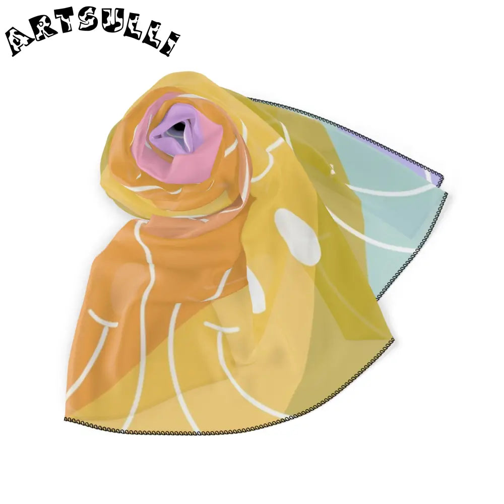 JAKKOUTTHEBXX Smiley Face x Rainbow Stripes Multi-Color Poly Scarf