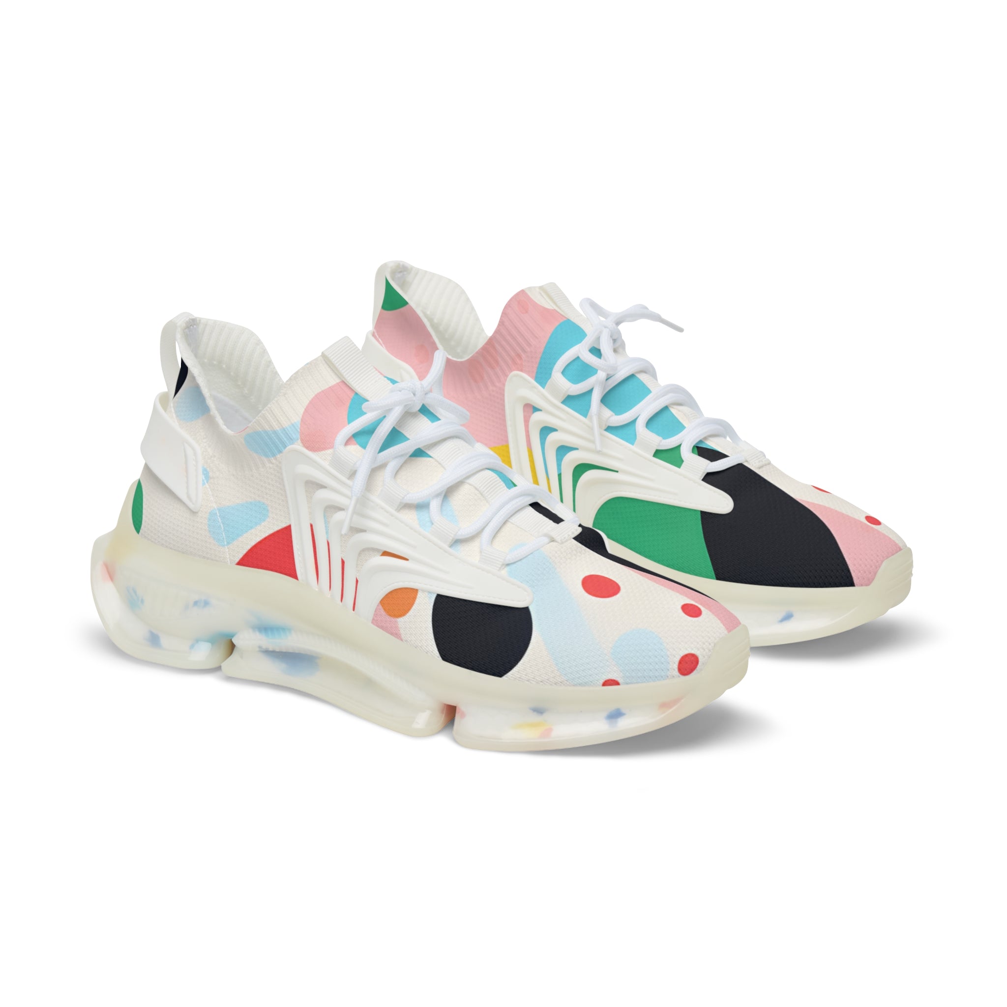Colorful Abstract Shapes Men's Mesh Sneakers, Artsulli - Art is Long, Life is Short, Shoes, Color, White sole, Size, US 5, , , 27653262048230