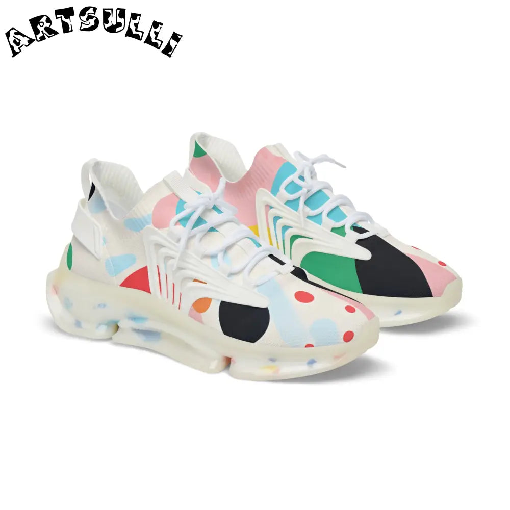 JAKKOUTTHEBXX Colorful Abstract Shapes Men’s Mesh Sneakers