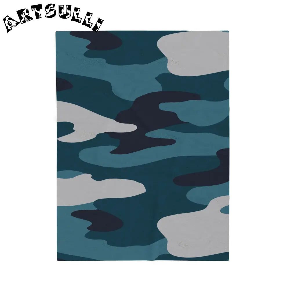 JAKKOUTTHEBXX Blue Camouflage Velveteen Plush Blanket JAKKOUTTHEBXX
