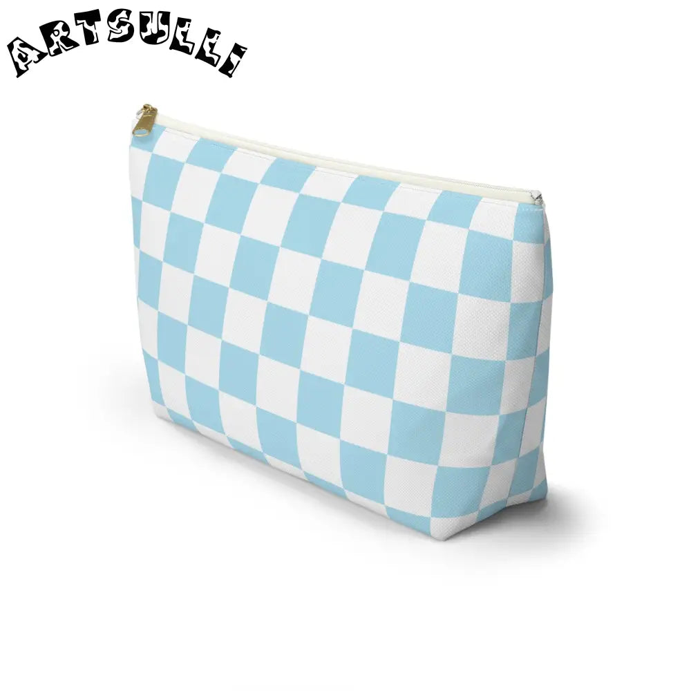 JAKKOUTTHEBXX Checkerboard Sky Blue Accessory Pouch w T-bottom