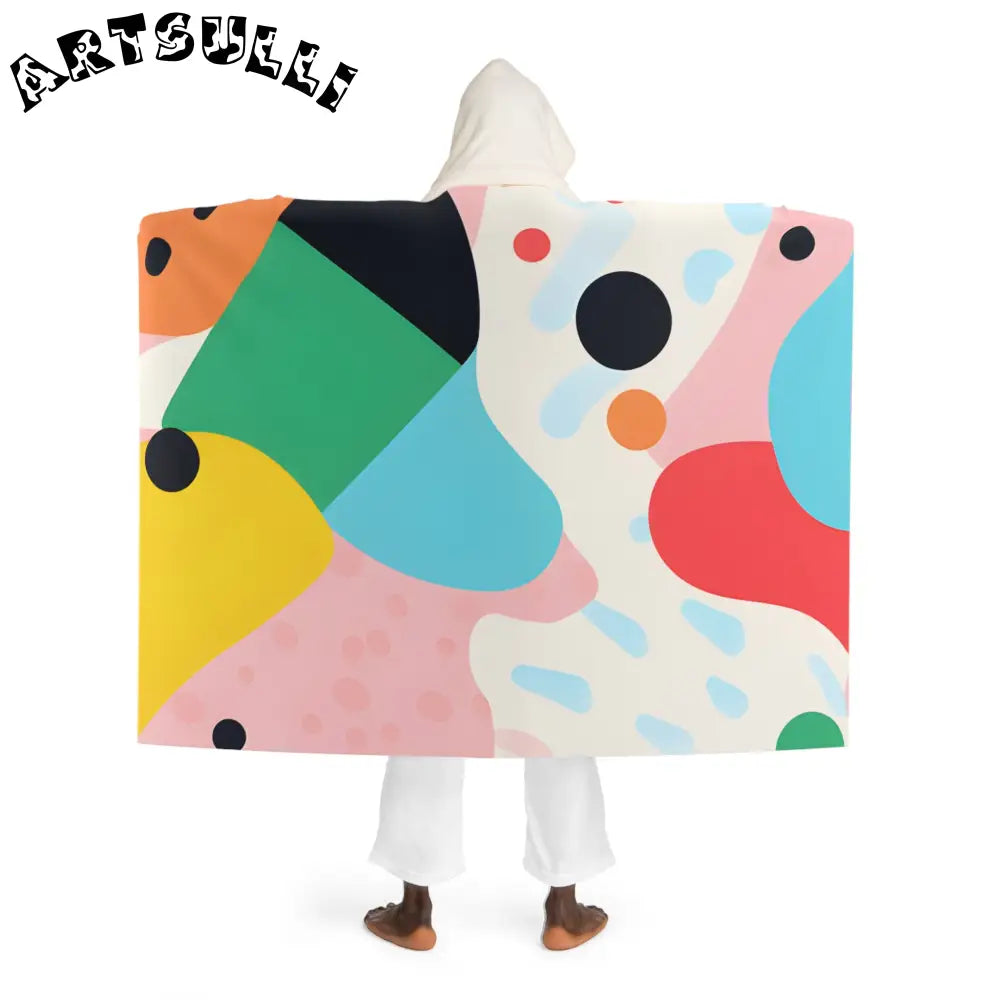 JAKKOUTTHEBXX Colorful Abstract Shapes Surreal Hooded Sherpa Fleece