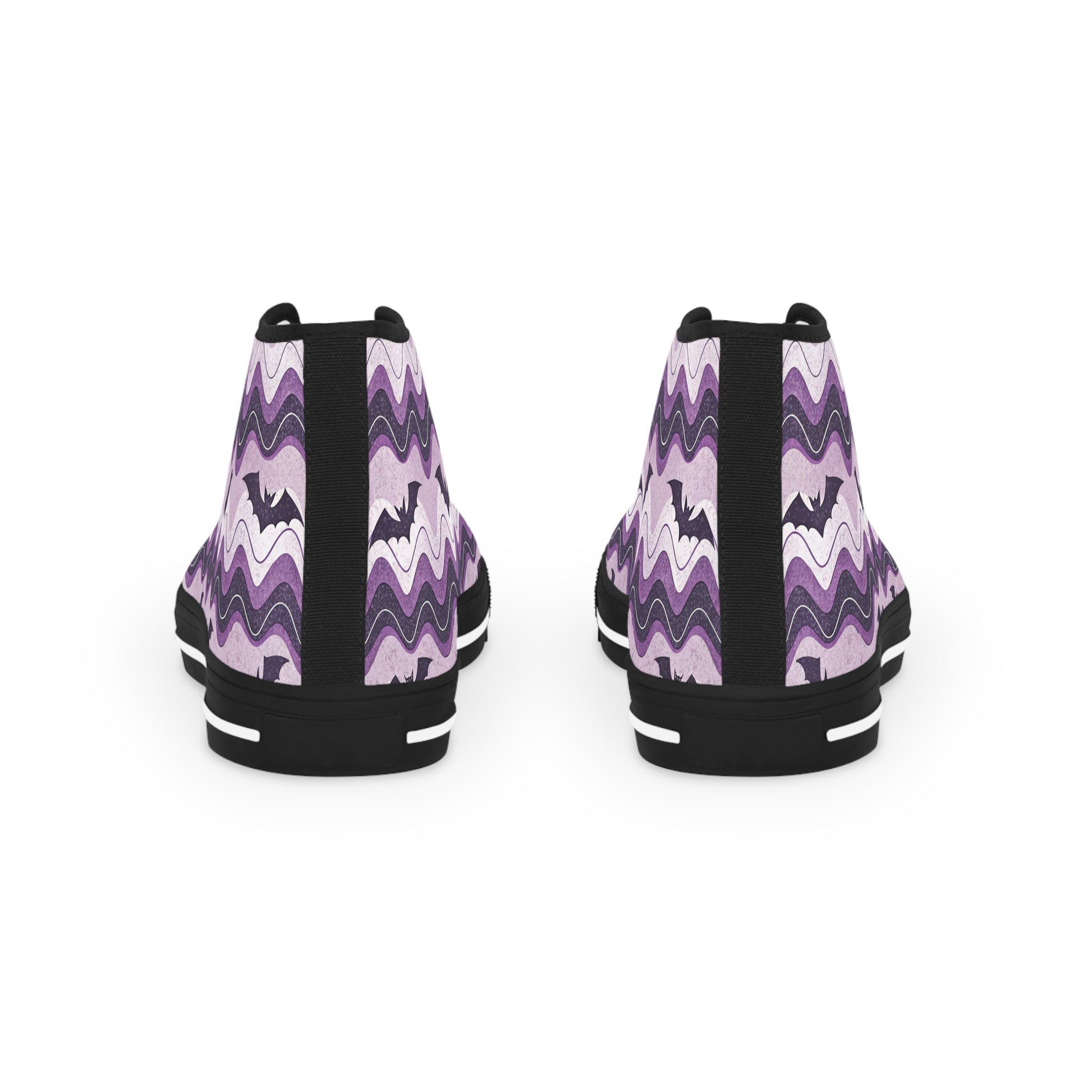 Bat Wave Purple Men's High Top Sneakers, Artsulli - Art is Long, Life is Short, Shoes, , , , , , , 