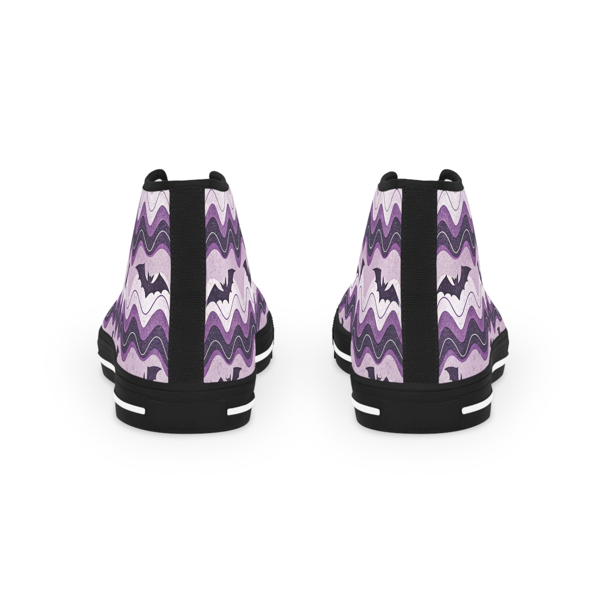 Bat Wave Purple Men's High Top Sneakers, Artsulli - Art is Long, Life is Short, Shoes, , , , , , , 