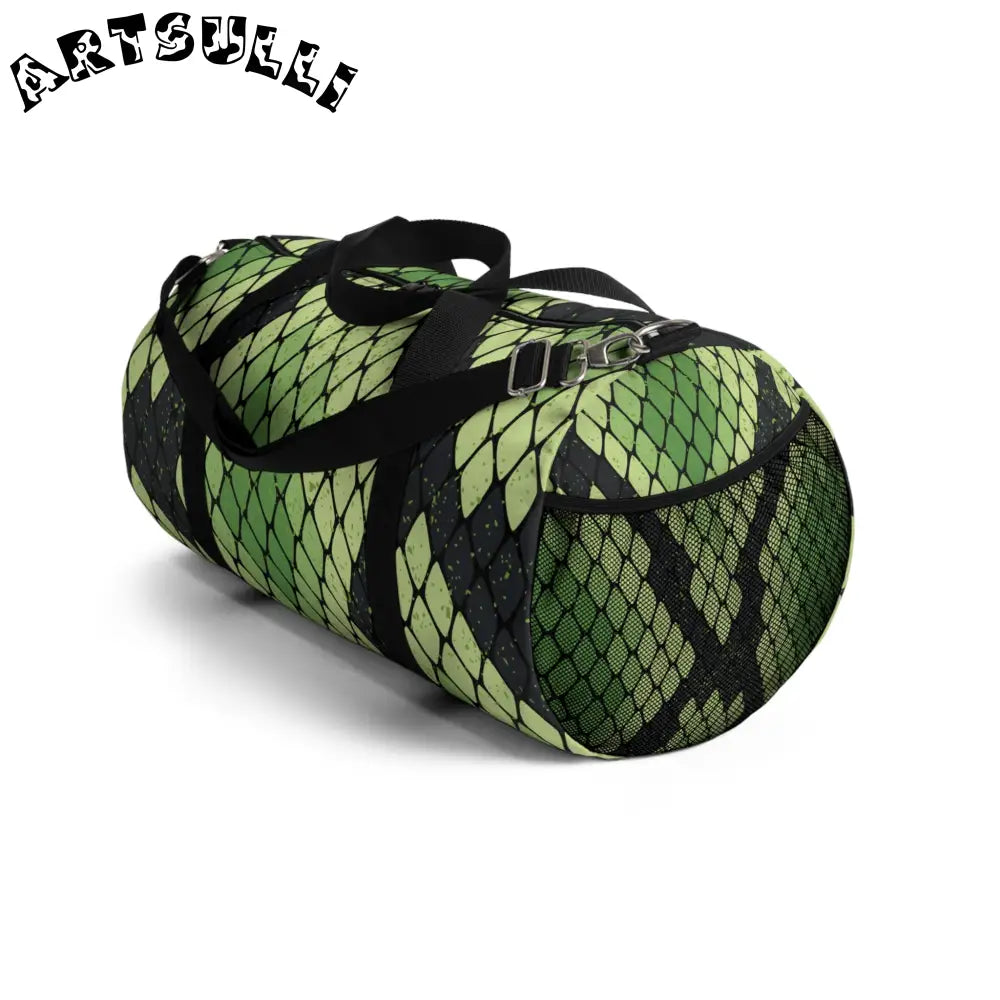 JAKKOUTTHEBXX Snake Skin Green and Black Duffel Bag JAKKOUTTHEBXX
