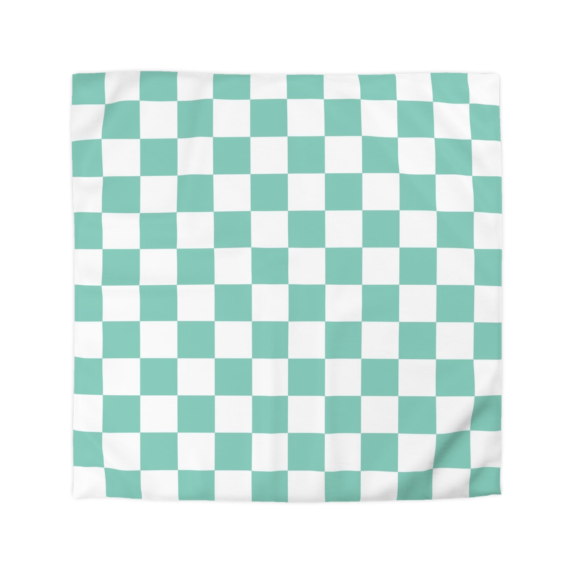Checkerboard Light Green Microfiber Duvet Cover, Artsulli - Art is Long, Life is Short, Home Decor, Size, Queen, Color, White, , , 86228717170206263160