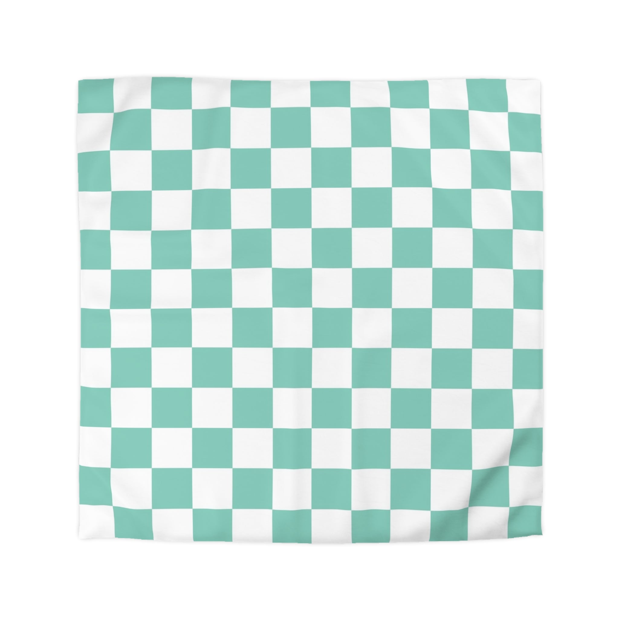 Checkerboard Light Green Microfiber Duvet Cover, Artsulli - Art is Long, Life is Short, Home Decor, Size, Queen, Color, White, , , 86228717170206263160