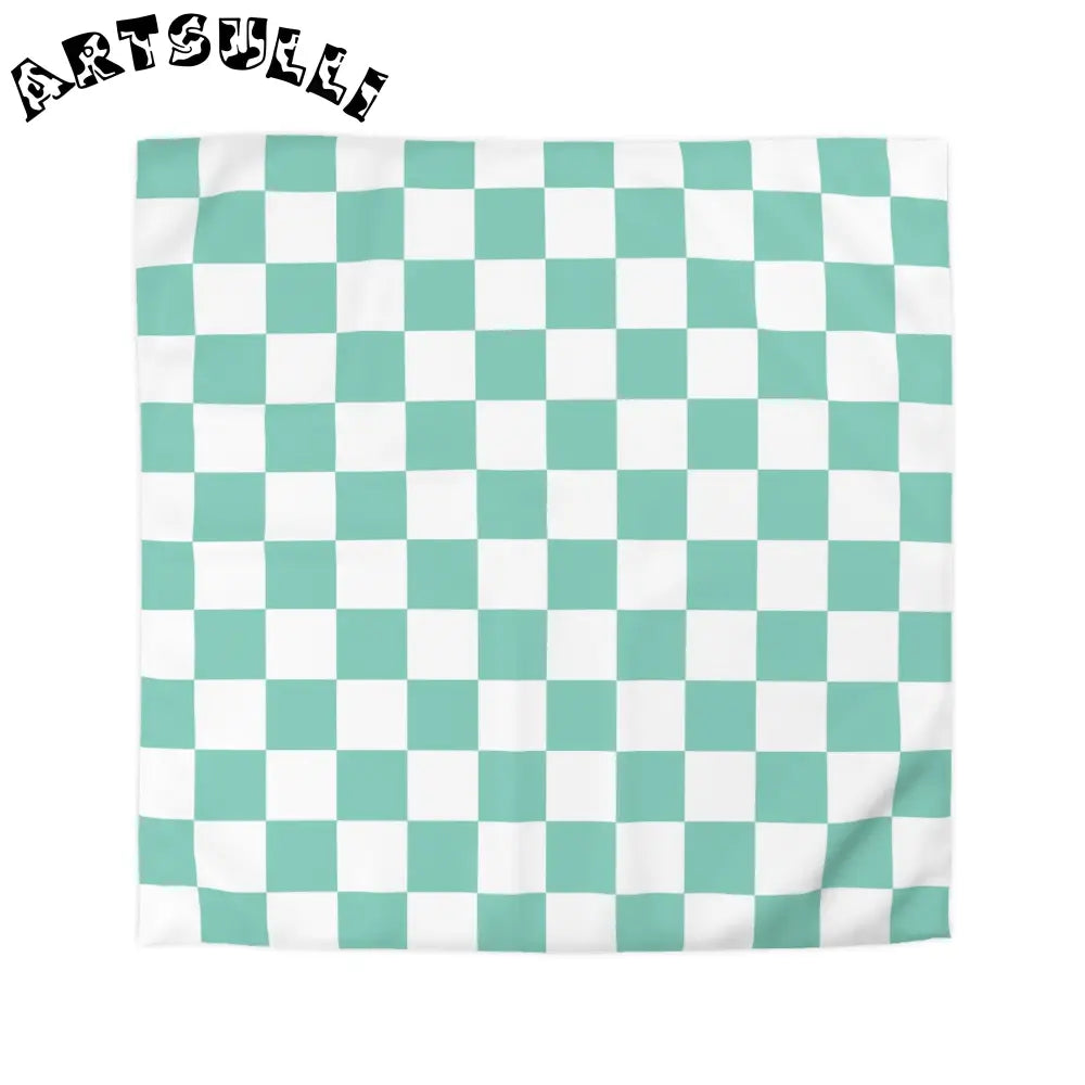 JAKKOUTTHEBXX Checkerboard Light Green Microfiber Duvet Cover