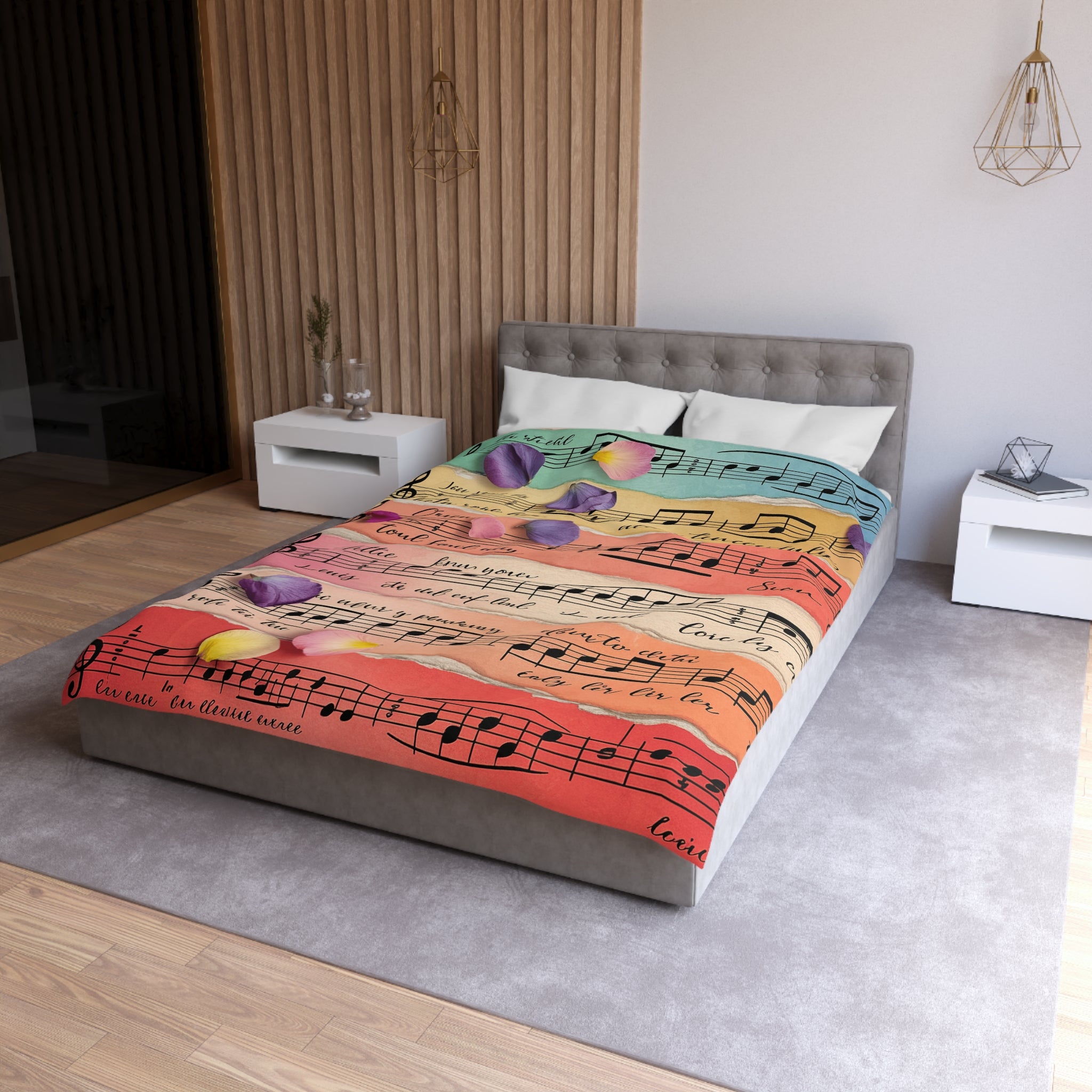 Torn Type Beat Sheet Music Multi-Color Microfiber Duvet Cover, Artsulli - Art is Long, Life is Short, Home Decor, , , , , , , 