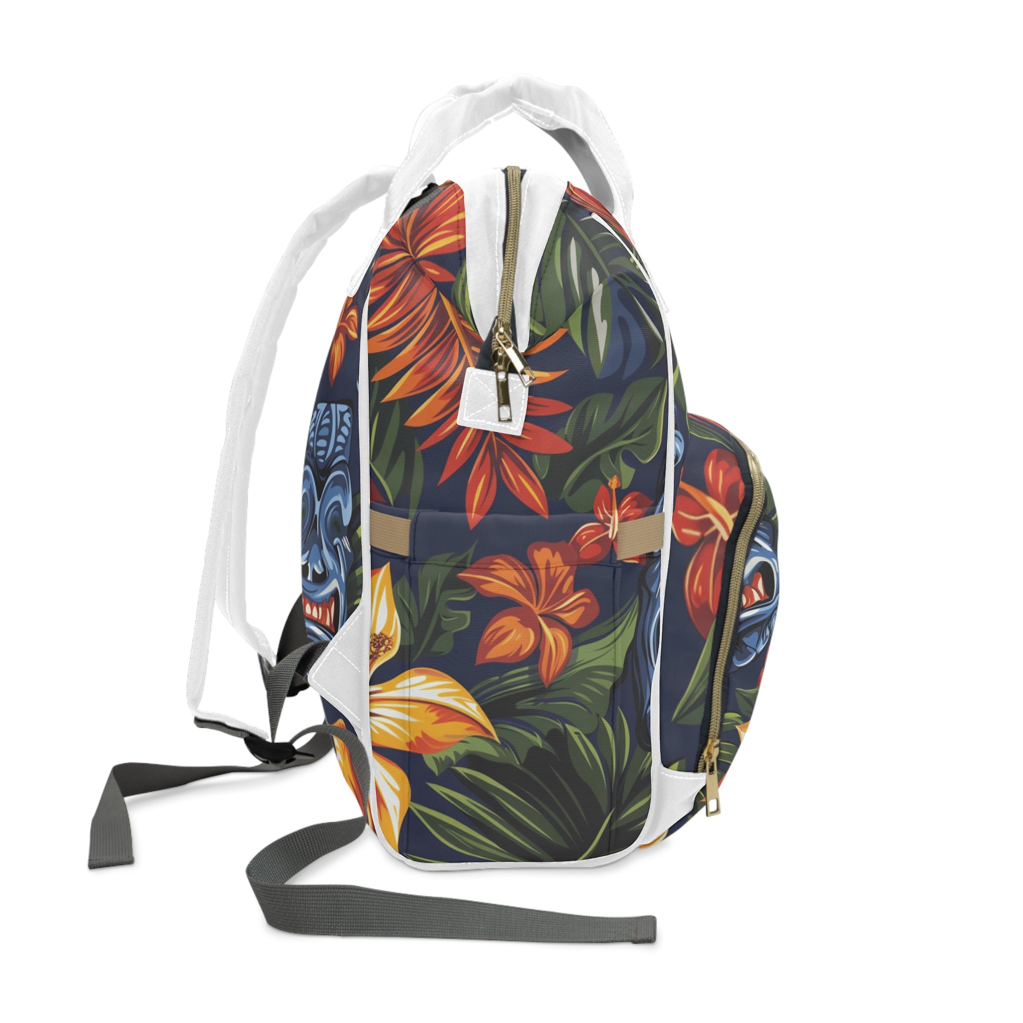 Tiki Bloom Navy Multifunctional Diaper Backpack, Artsulli - Art is Long, Life is Short, Bags, , , , , , , 