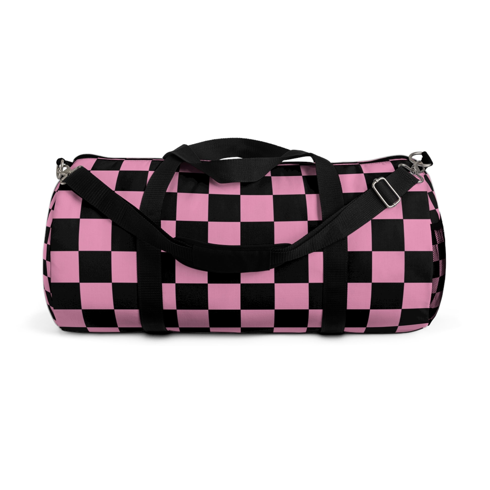Checkerboard Black and Pink Duffel Bag, Artsulli - Art is Long, Life is Short, Bags, Size, Large, , , , , 54493276851749957681