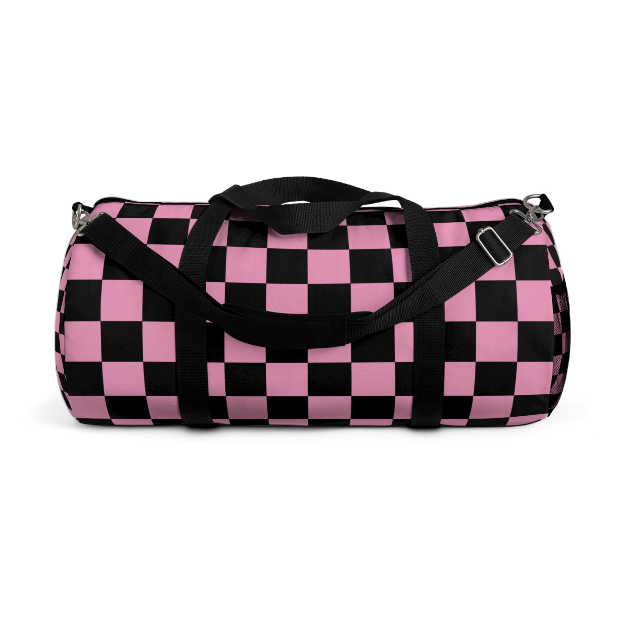 Checkerboard Black and Pink Duffel Bag, Artsulli - Art is Long, Life is Short, Bags, Size, Large, , , , , 54493276851749957681