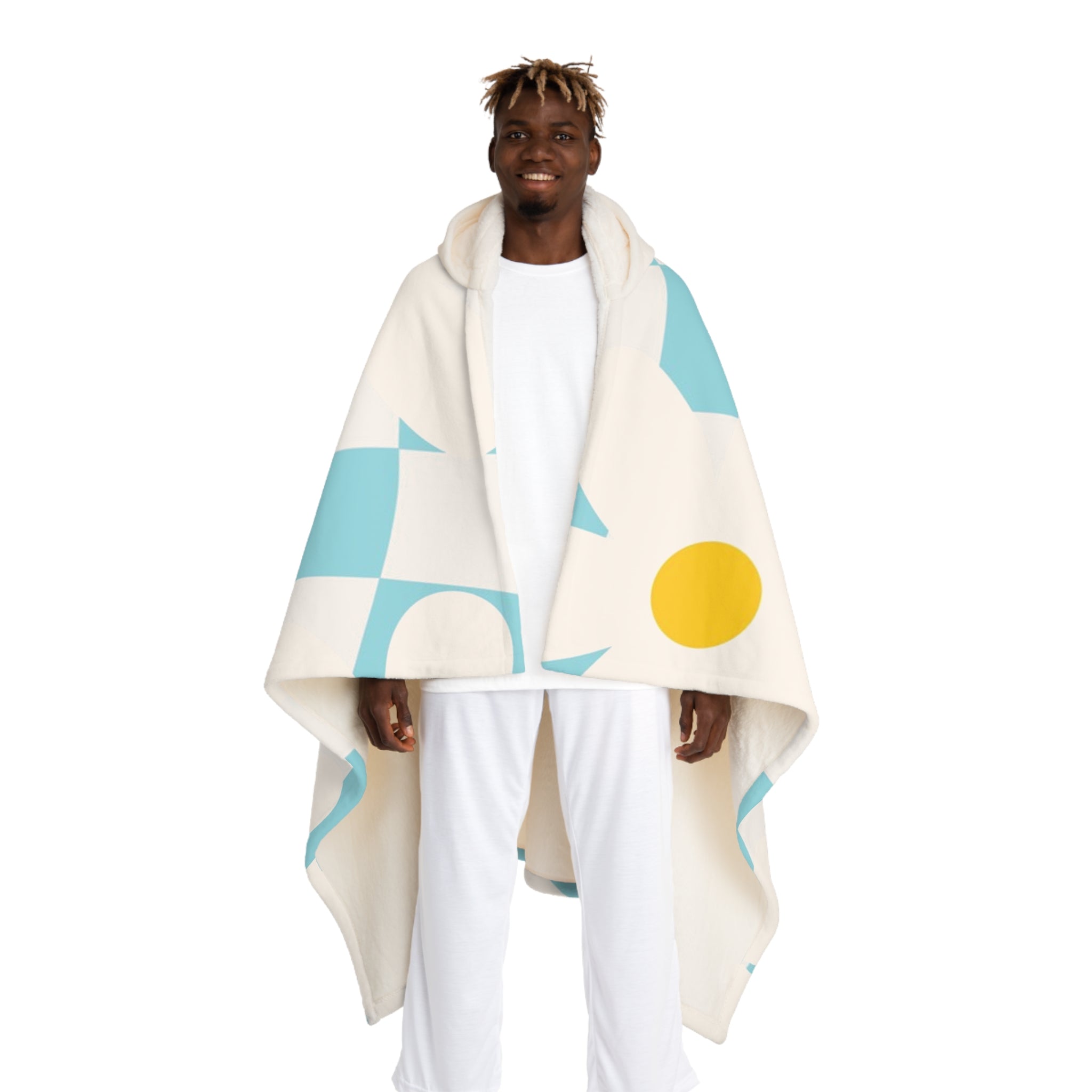 Trippy Check Garden Hooded Sherpa Fleece Blanket, Artsulli - Art is Long, Life is Short, All Over Prints, Size, One size, Color, Cream, , , 24380529964152398643