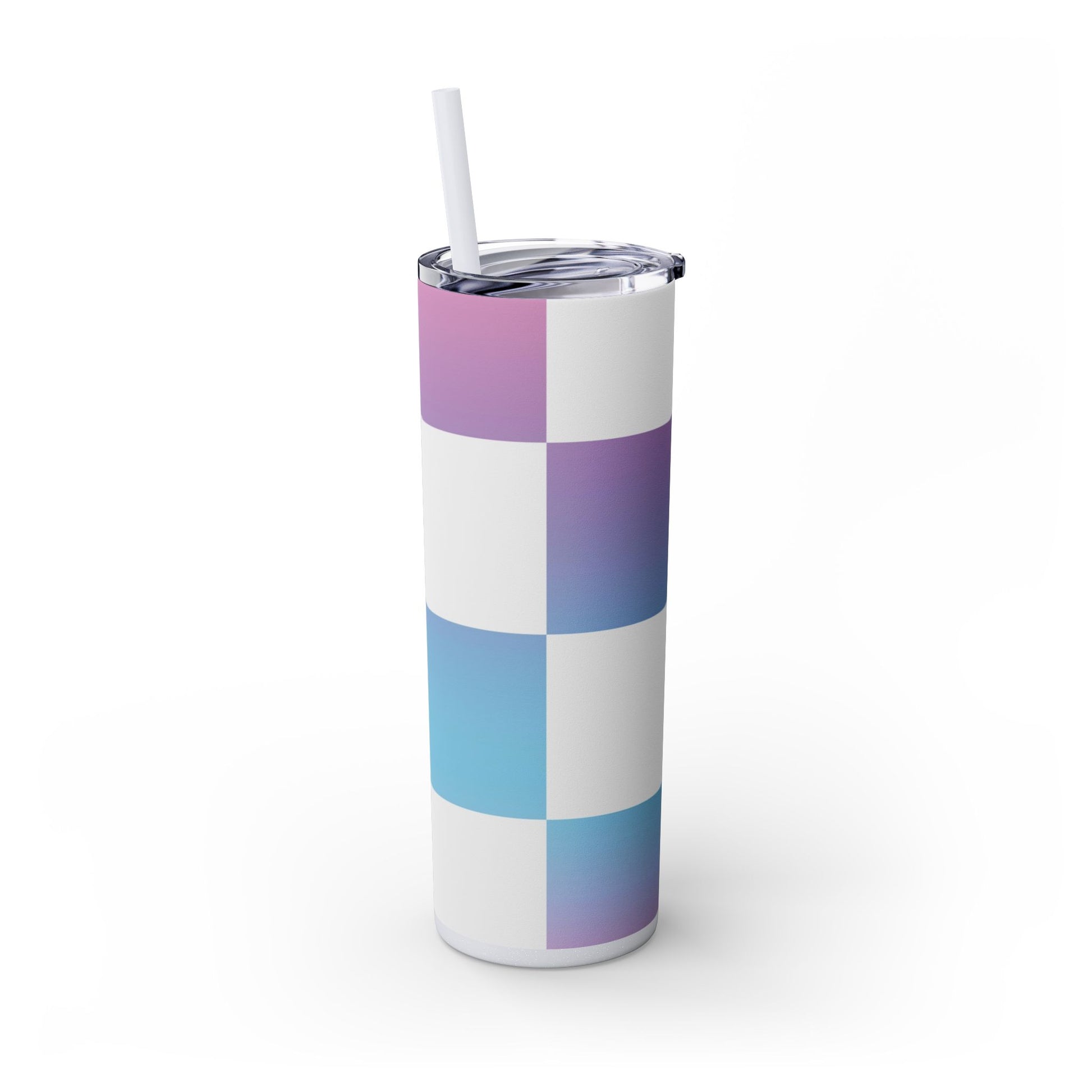 Vaporwave Check Skinny Tumbler with Straw, 20oz, Artsulli - Art is Long, Life is Short, Mug, , , , , , , 