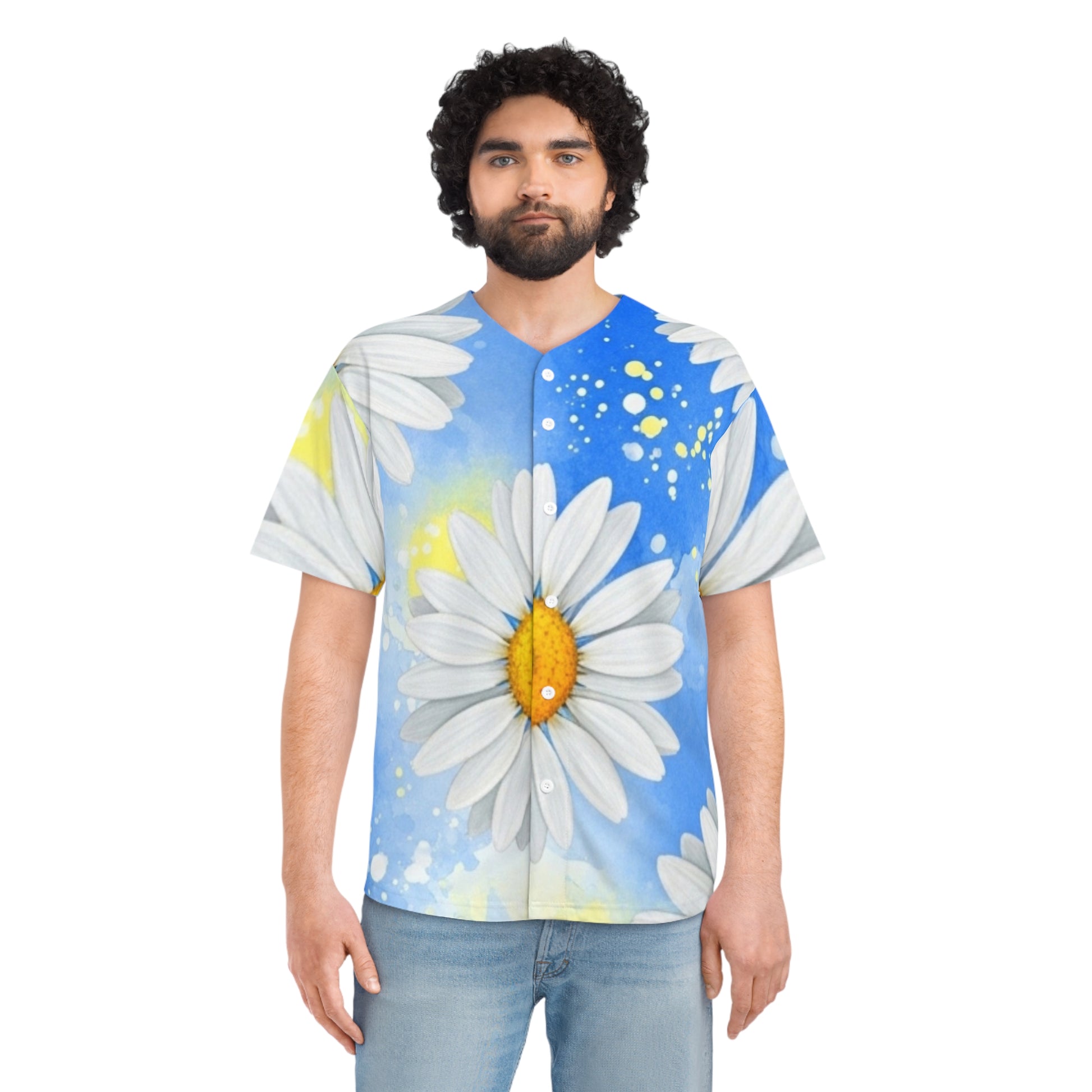 Daisies Men's Baseball Jersey (AOP), Artsulli - Art is Long, Life is Short, All Over Prints, , , , , , , 