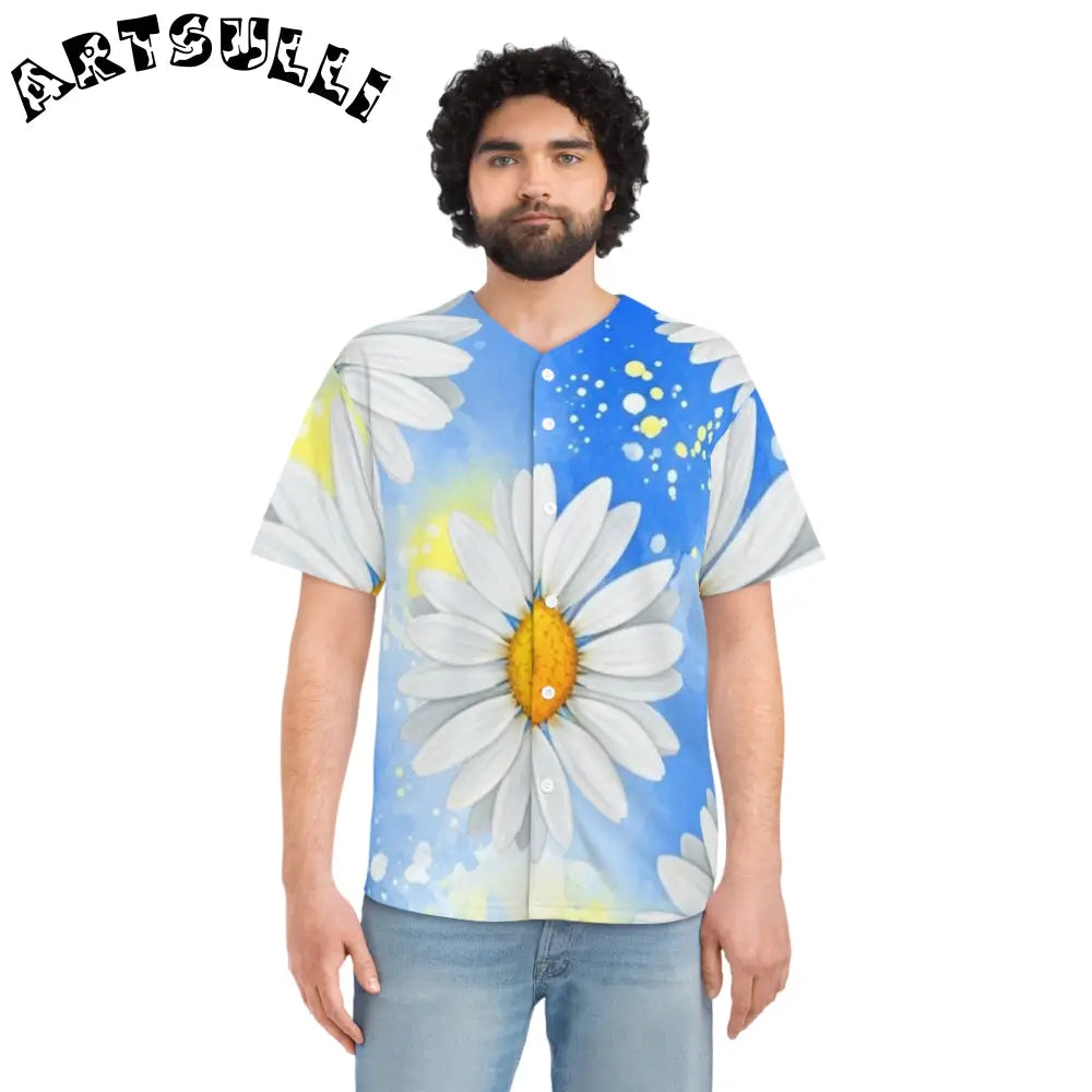 JAKKOUTTHEBXX Daisies Men’s Baseball Jersey (AOP) JAKKOUTTHEBXX