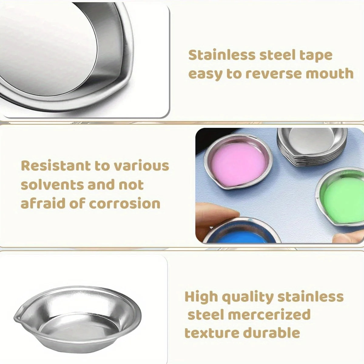 5/10/20pcs Durable Stainless Steel Paint Palette Set,Round Mixing Trays for Artists - Metal Art Supplies for Home and School Use