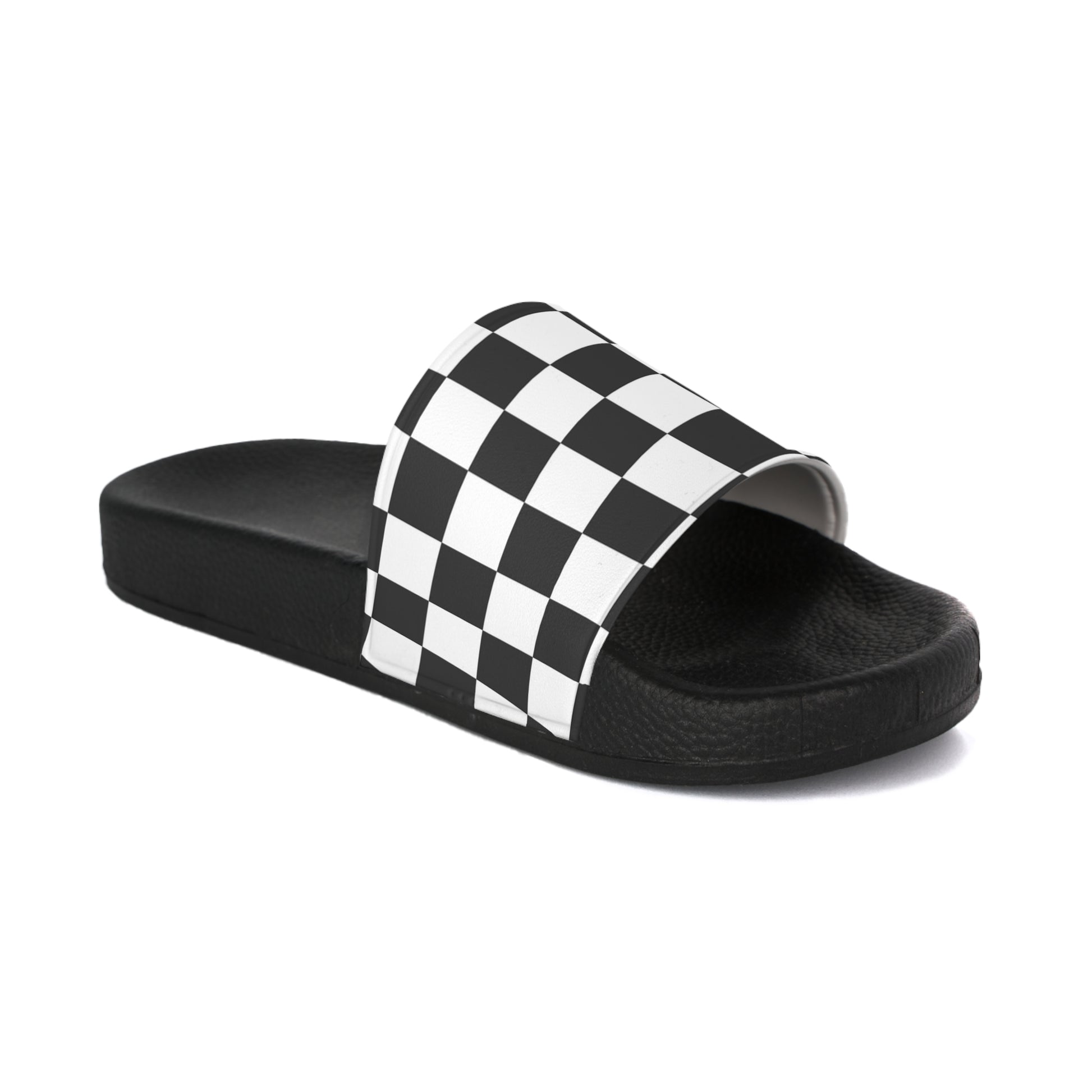 Checkerboard White and Black Women's Slide Sandals, Artsulli - Art is Long, Life is Short, Shoes, Color, Black sole, Size, US 5, , , 15956772598935008543